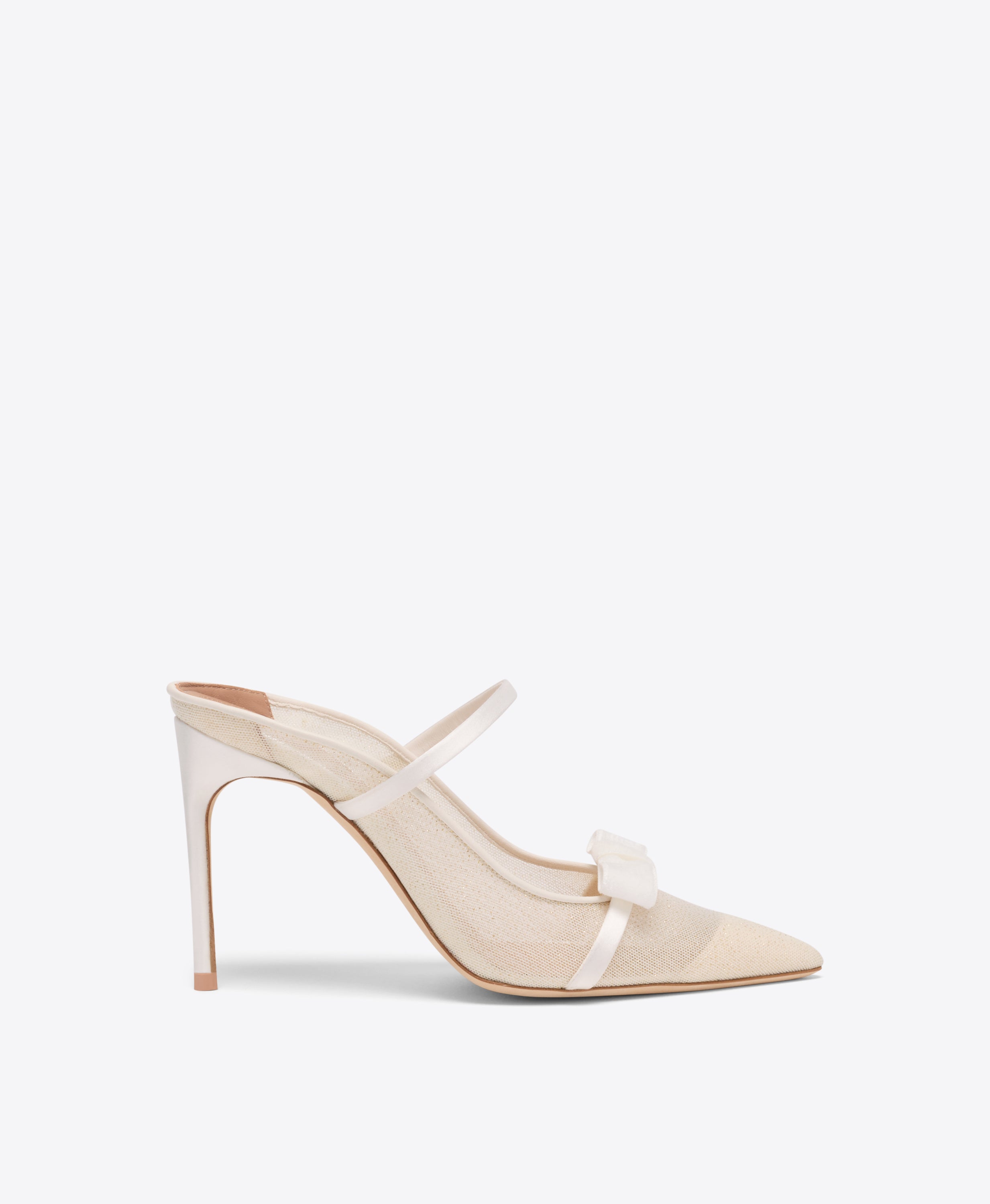 Aurora 90 White Glitter Heeled Mules Malone Souliers