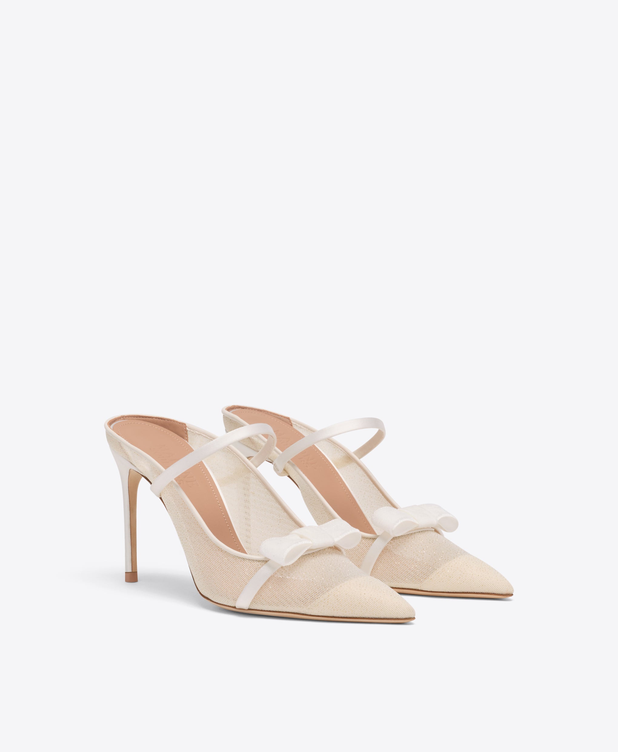 Aurora 90 White Glitter Heeled Mules Malone Souliers