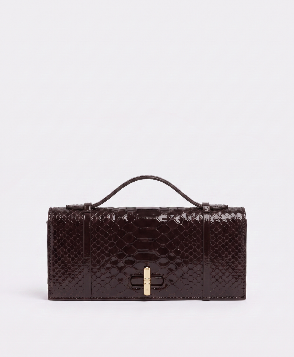 May Dark Brown Embossed Leather Clutch Bag