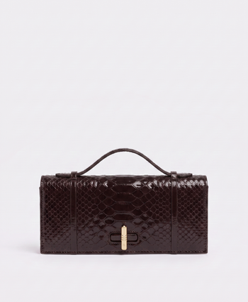 May Dark Brown Embossed Leather Clutch Bag