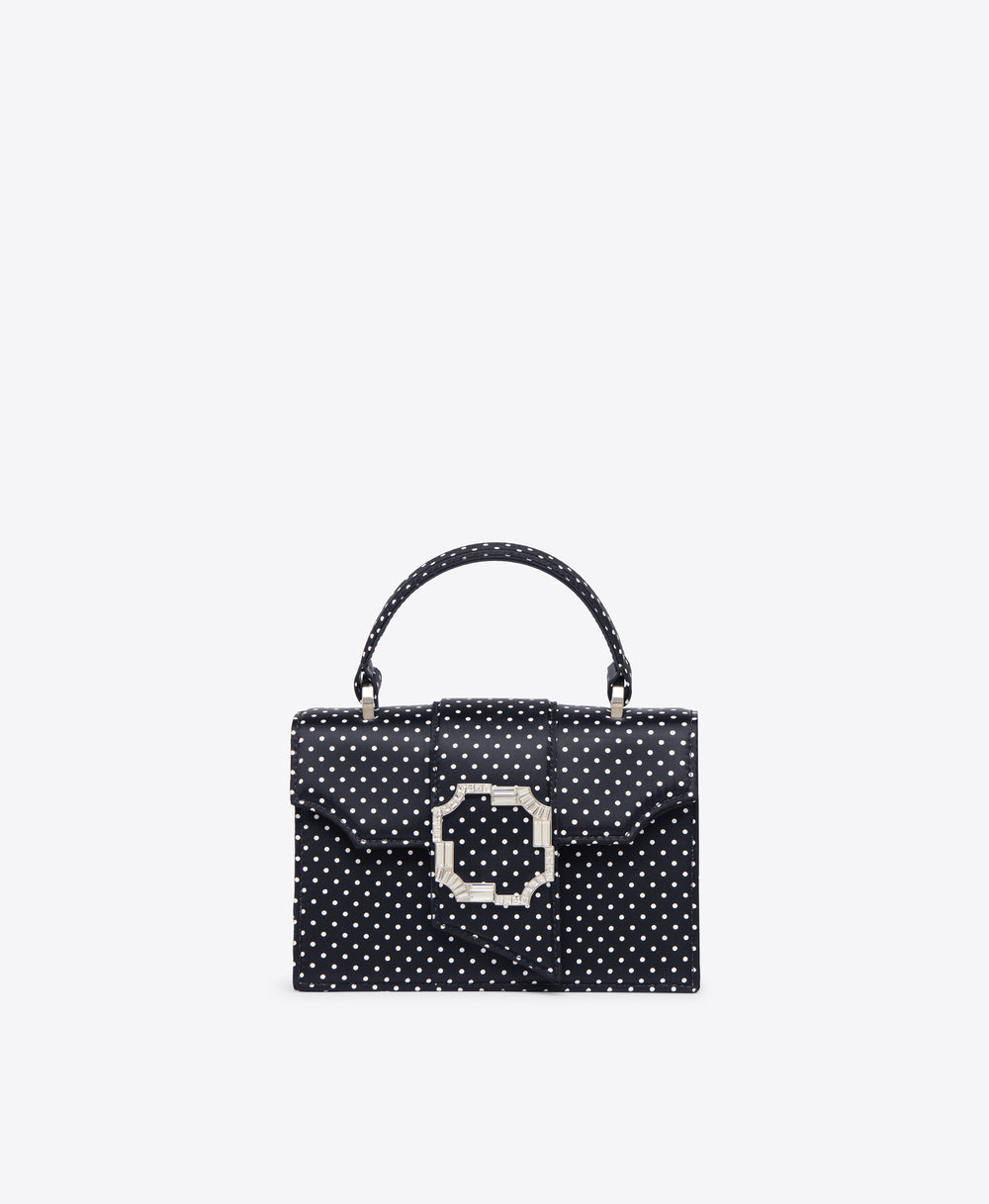 Black Polka Dot Satin Mini Handbag Malone Souliers