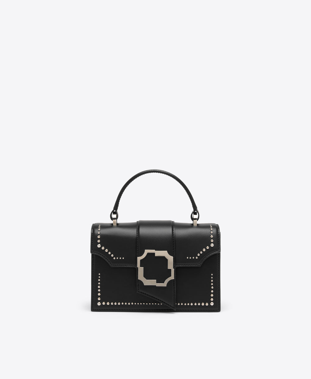 Audrey Black Studded Leather Mini Handbag