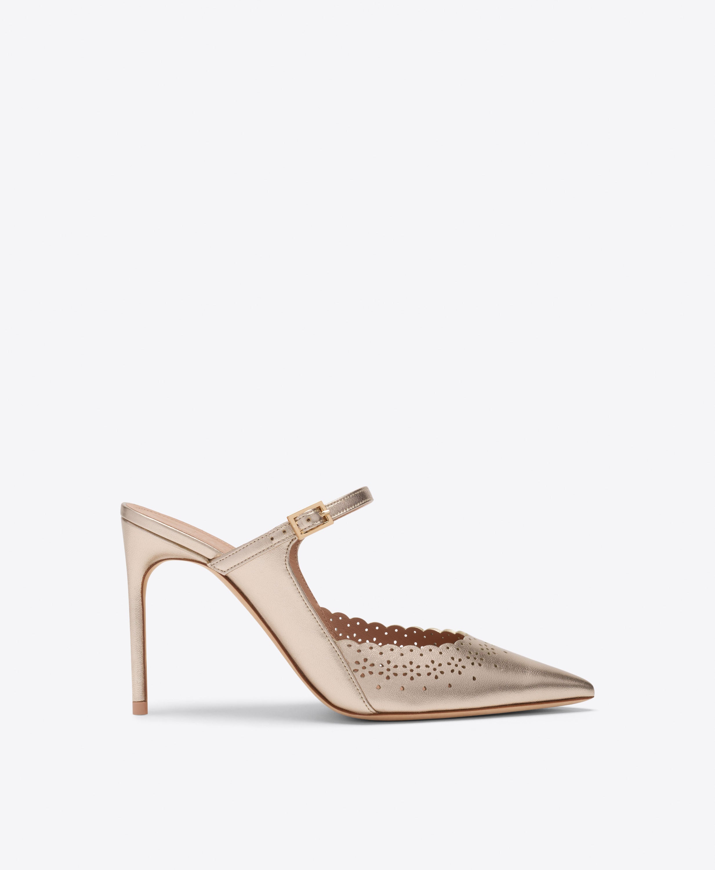 Bardot 90 Champagne Broderie Anglaise Mules