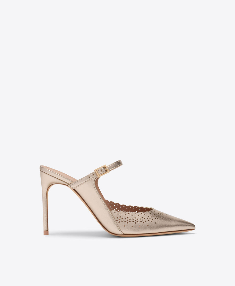 Bardot 90 Champagne Broderie Anglaise Mules Malone Souliers