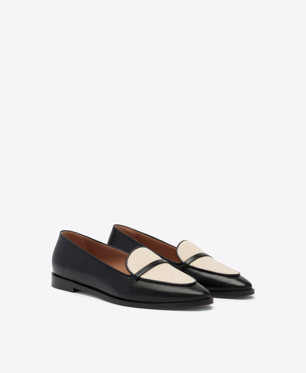 Barry Black & Cream Leather Loafers Malone Souliers