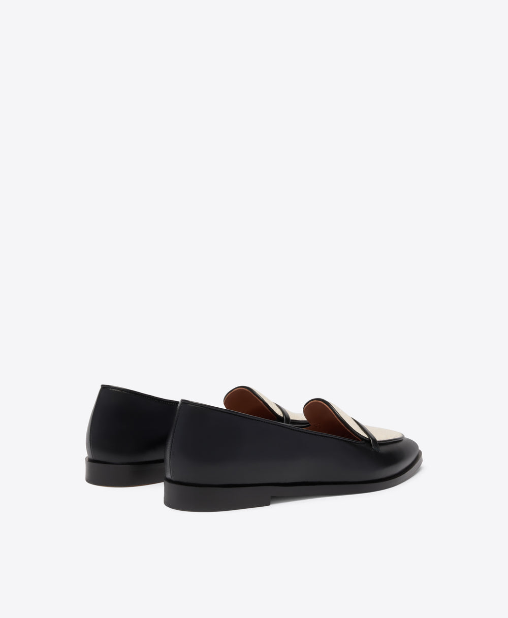 Barry Black & Cream Leather Loafers Malone Souliers
