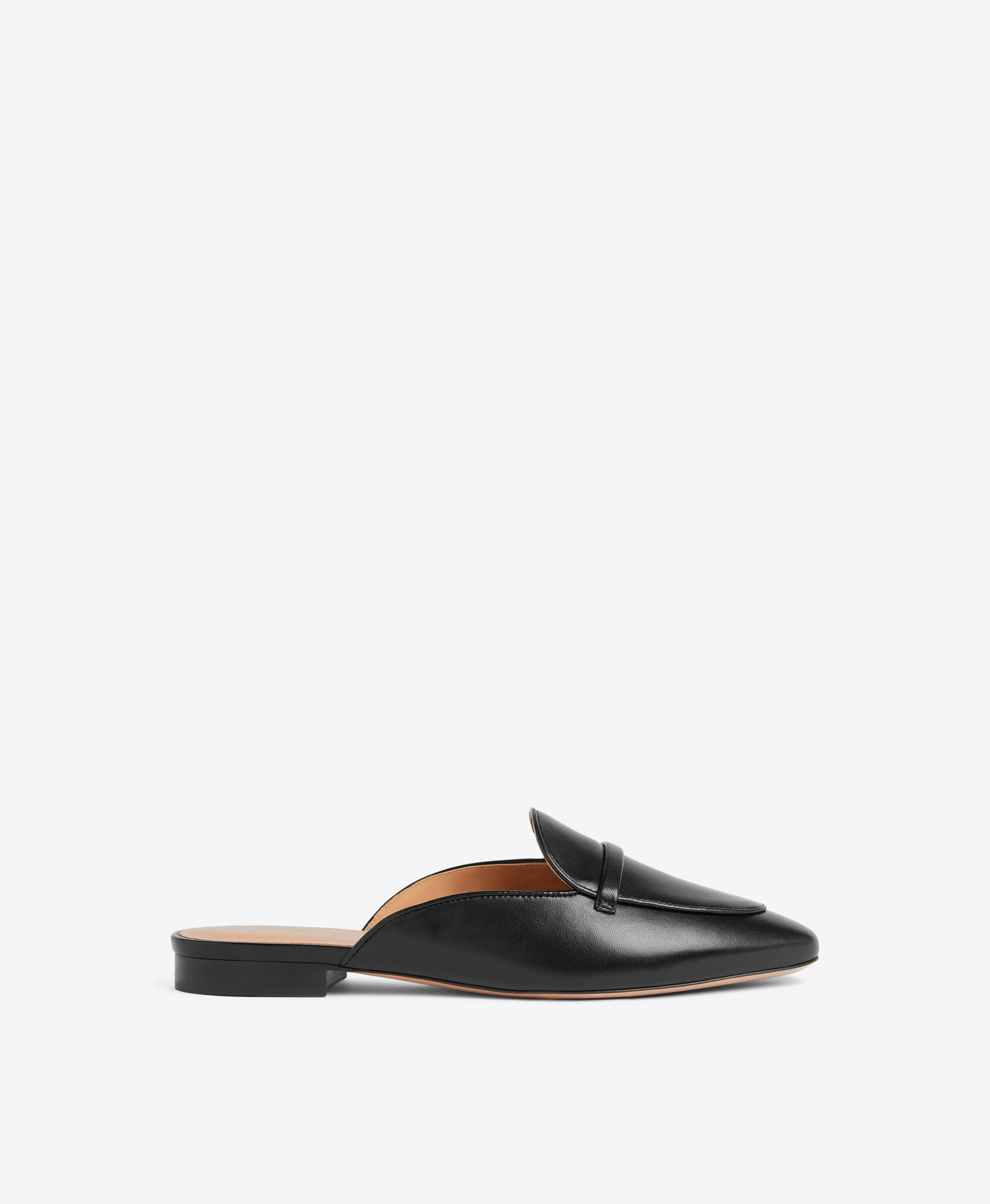 Malone Souliers Berto Flat Black Leather Slides