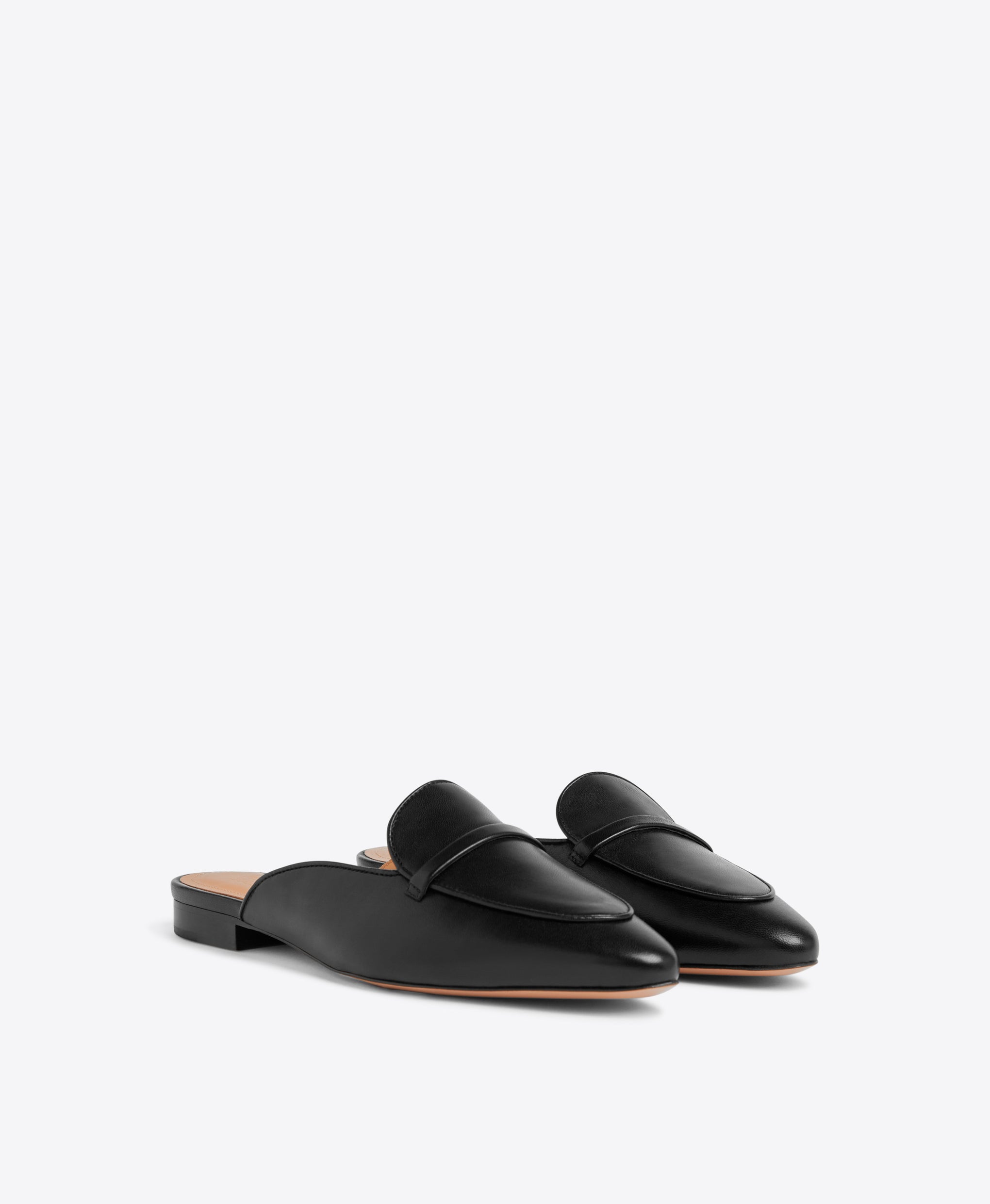 Malone Souliers Berto Flat Black Leather Slides