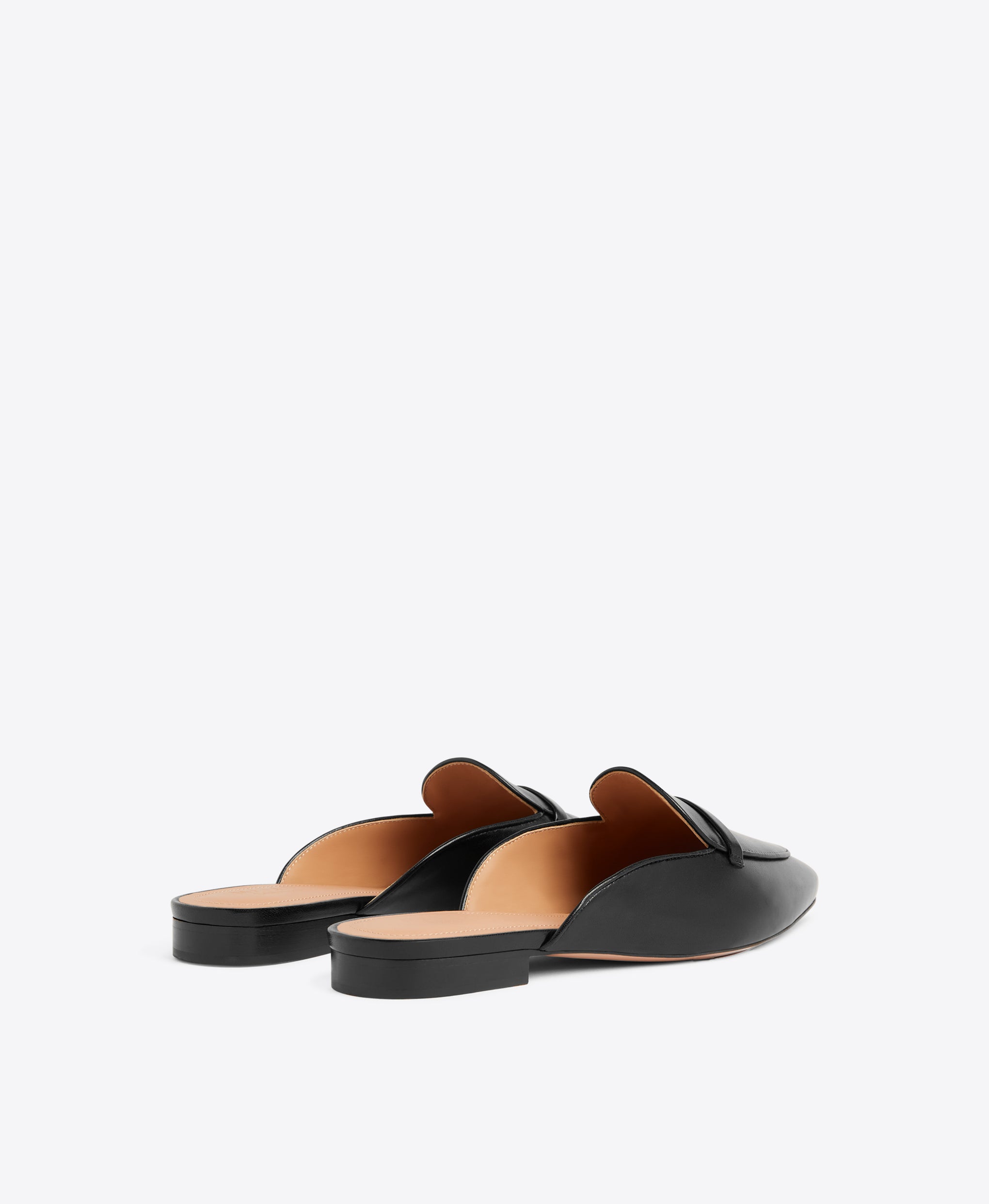 Malone Souliers Berto Flat Black Leather Slides