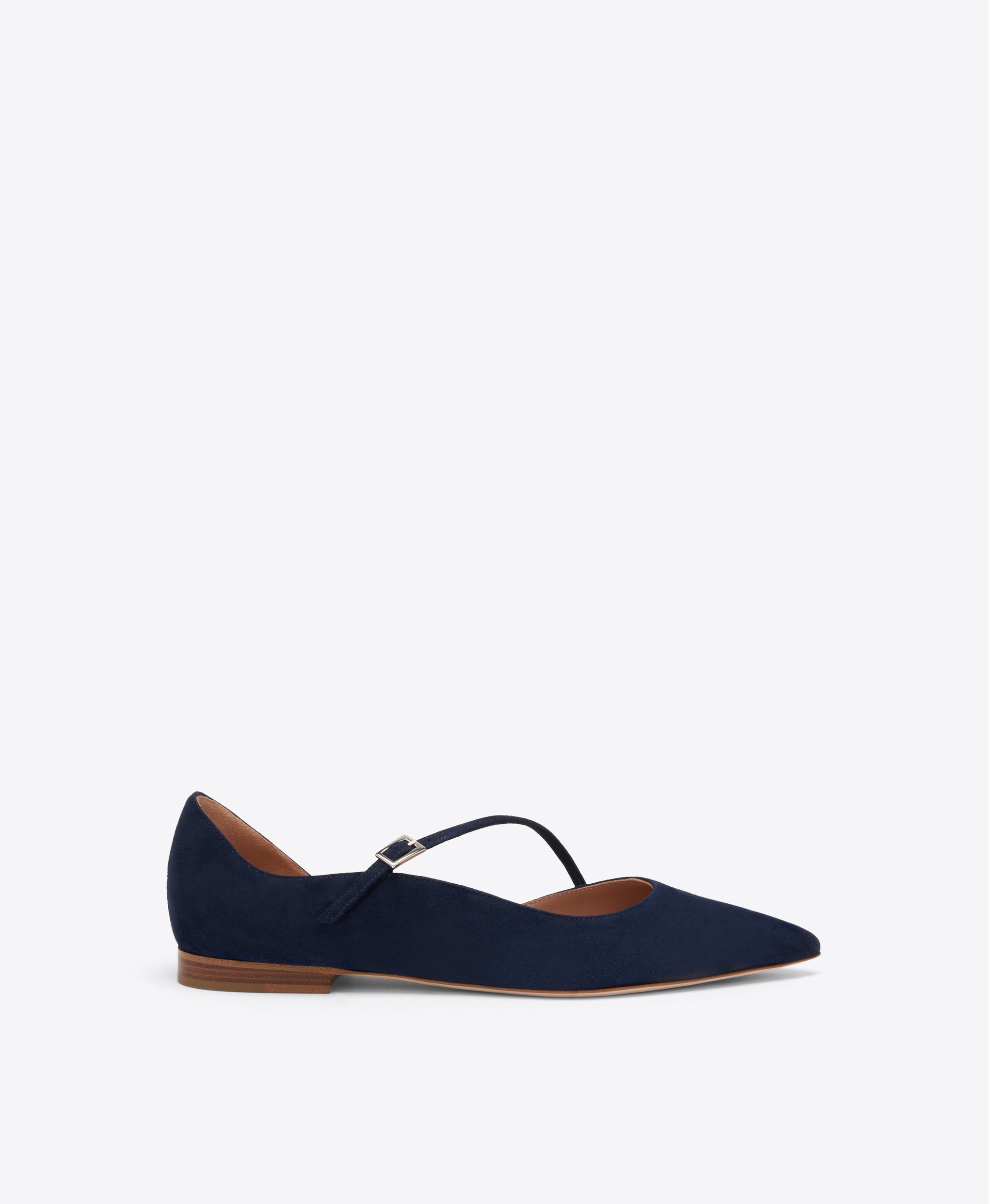 Bettina Blue Suede Flat Pumps Malone Souliers