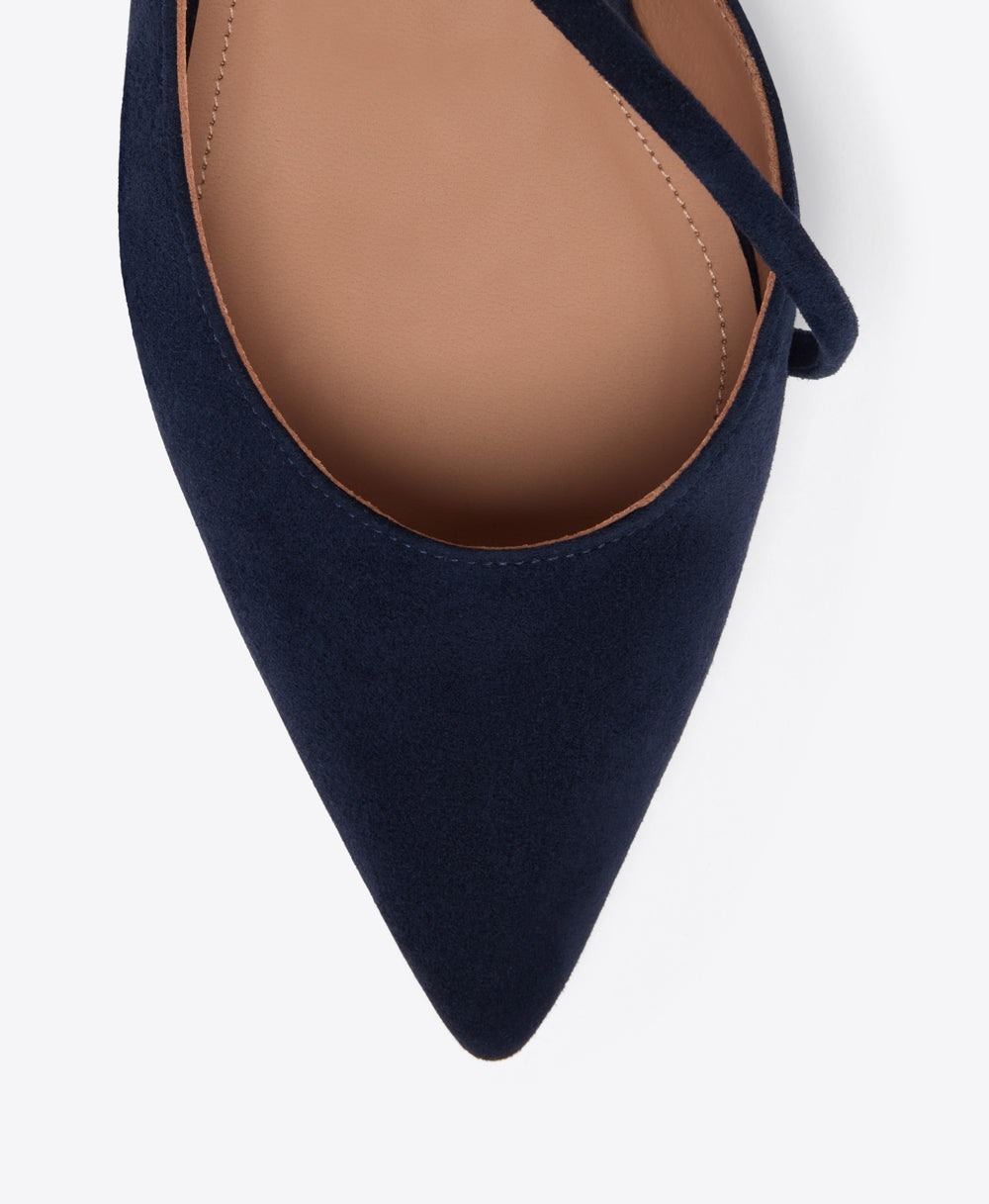 Bettina Blue Suede Flat Pumps Malone Souliers