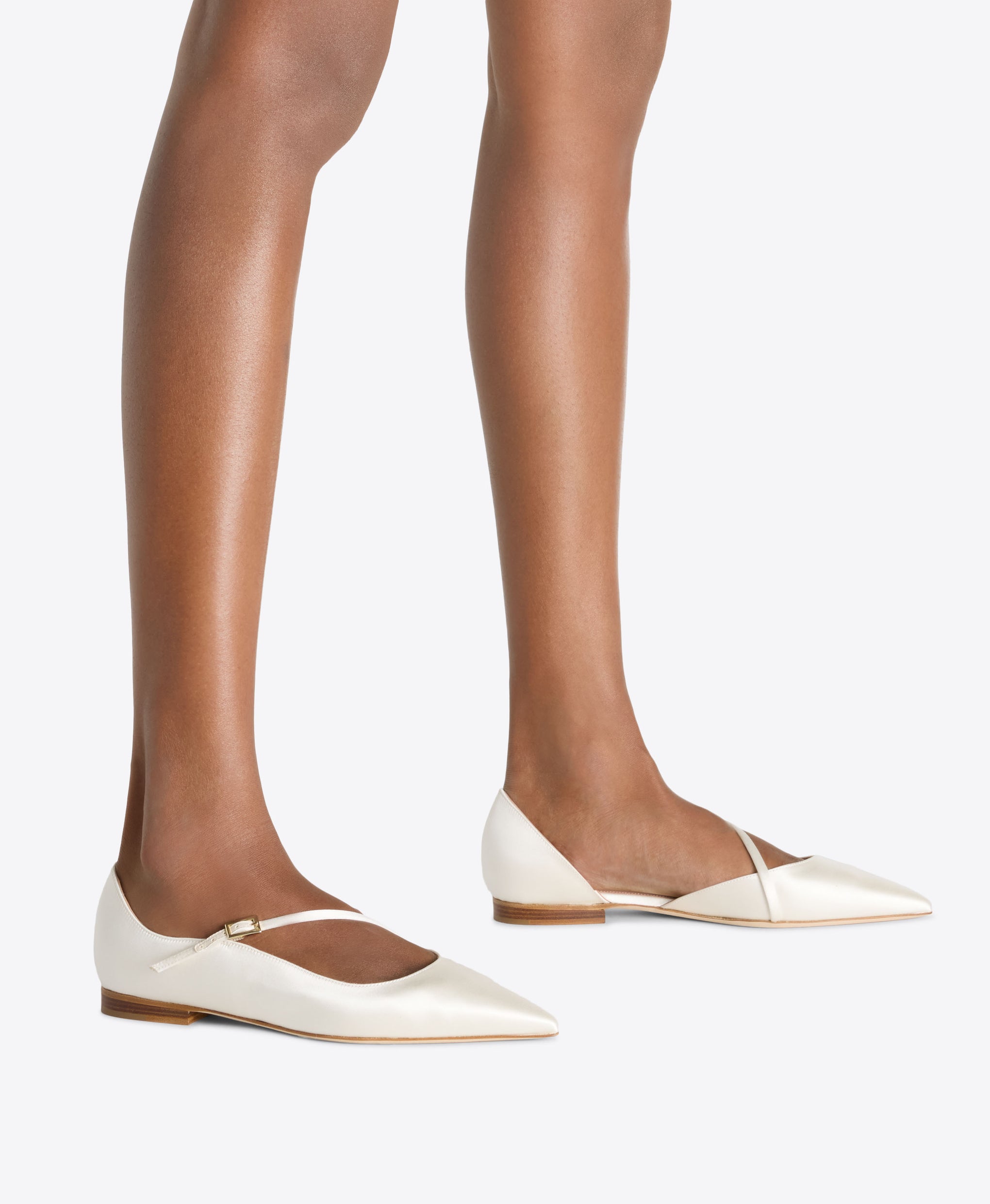 Malone Souliers Bridal Bettina White Satin Flat Pumps