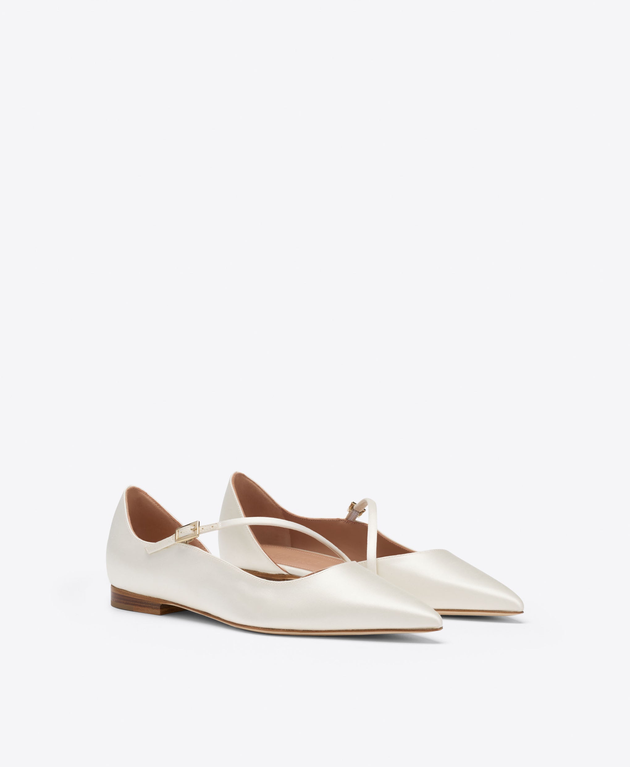 Malone Souliers Bridal Bettina White Satin Flat Pumps