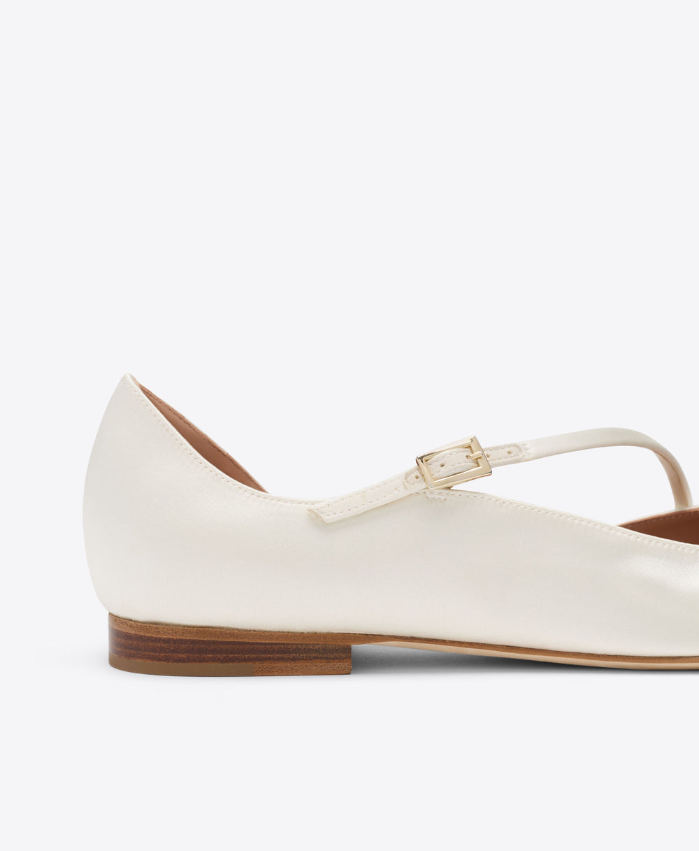 Malone Souliers Bridal Bettina White Satin Flat Pumps