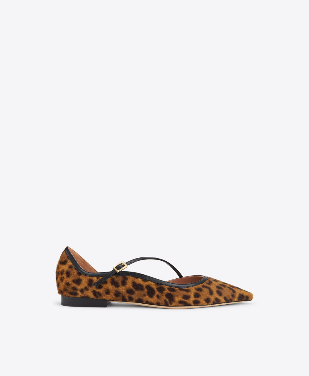 Bettina Leopard-print Calf Hair Flat Pumps