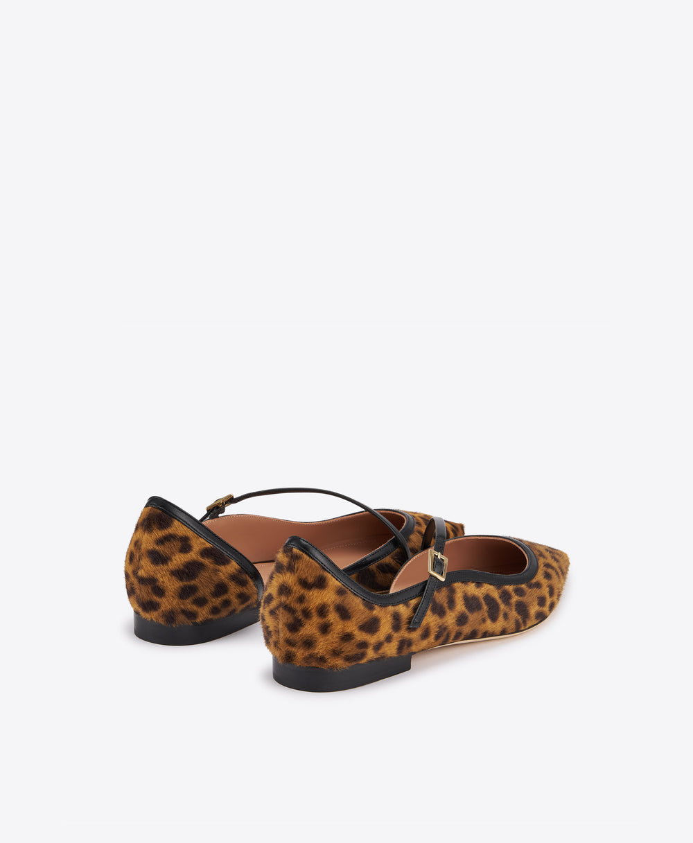Bettina Leopard-print Calf Hair Flat Pumps