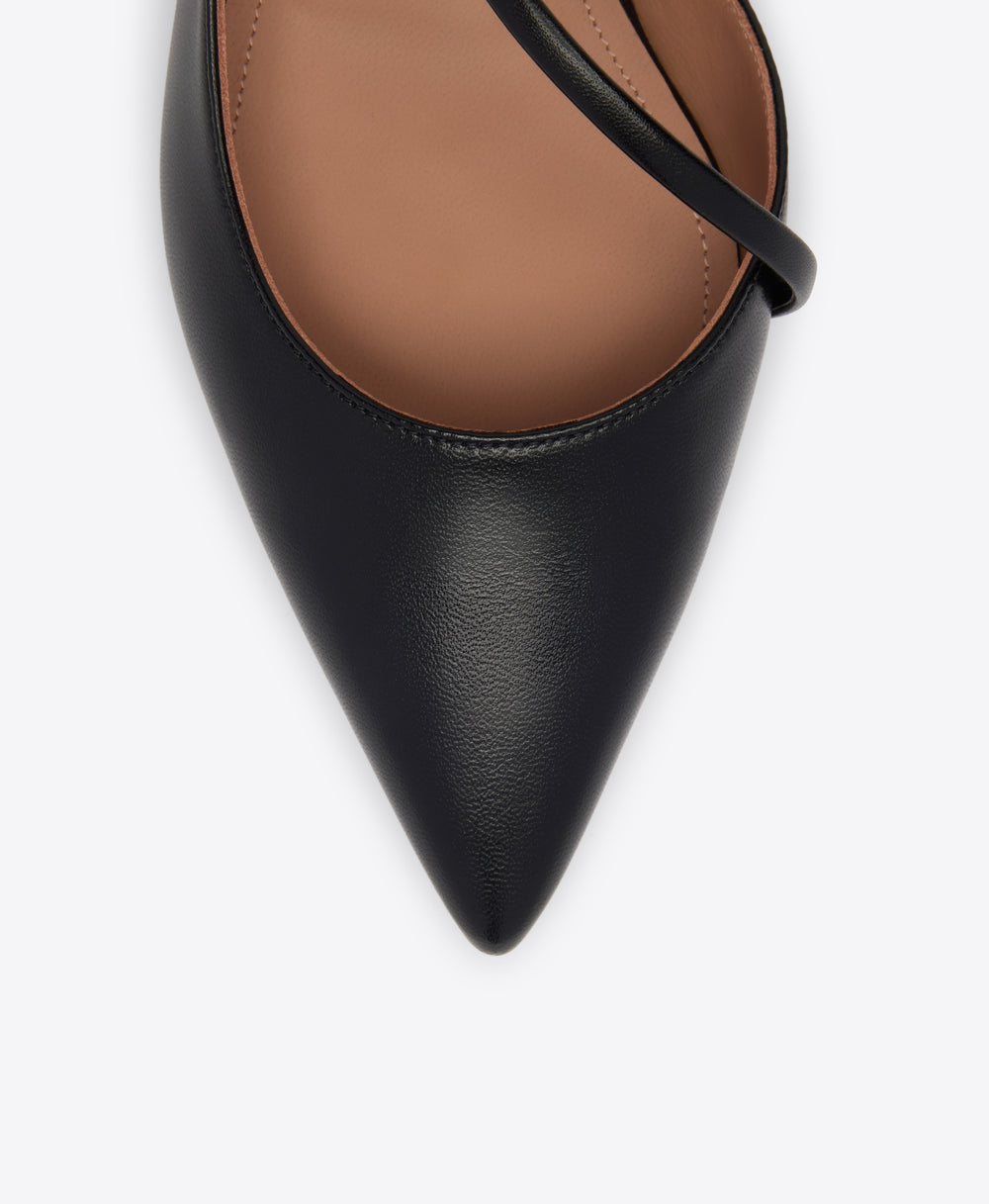 Bettina Black Leather Flat Pumps Malone Souliers