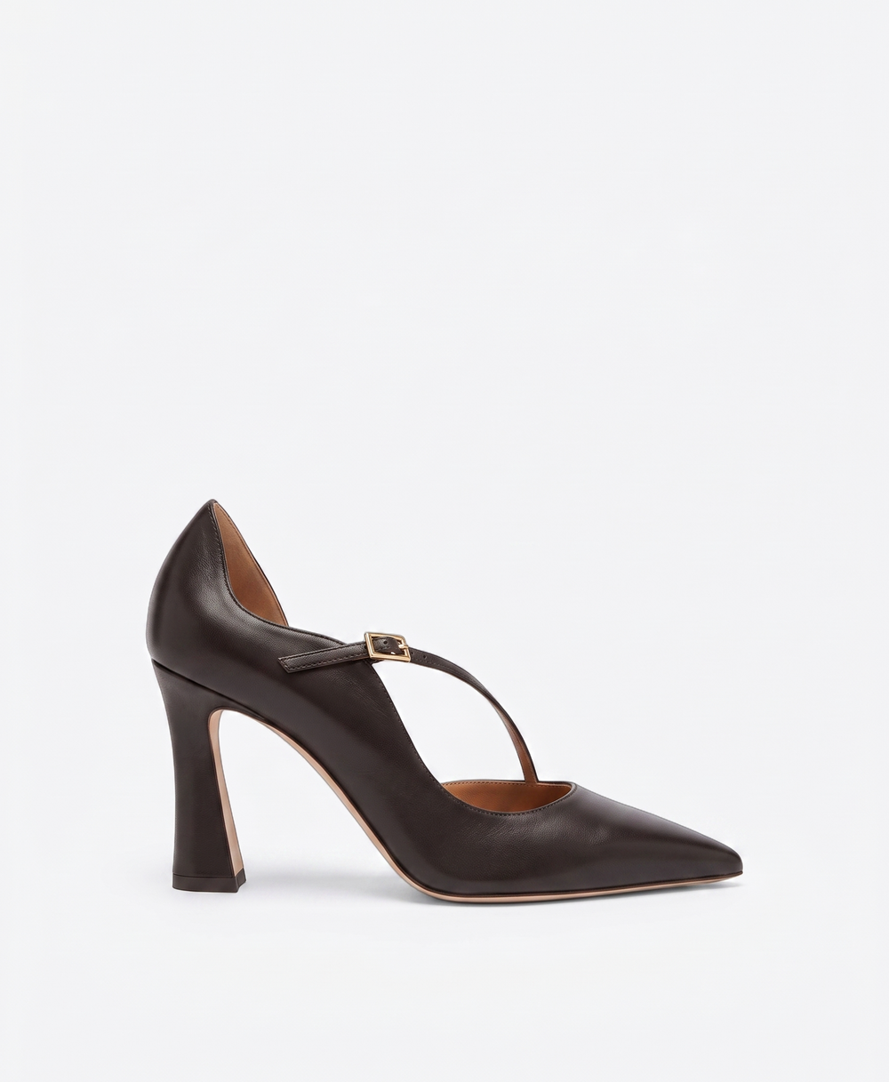 Bettina 90 Dark Brown Leather Pumps