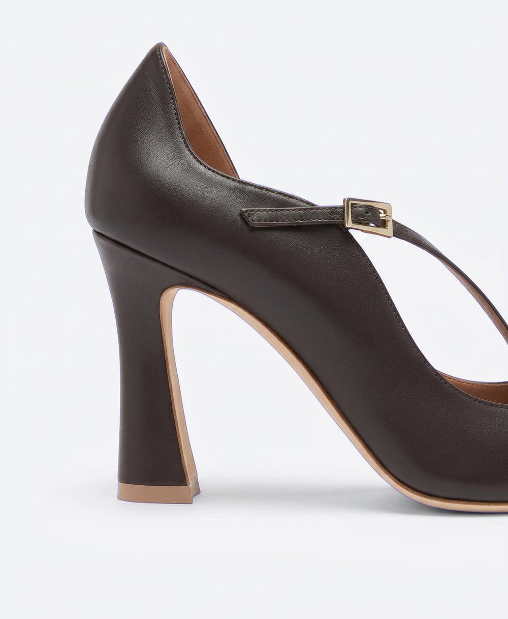Bettina 90 Dark Brown Leather Pumps
