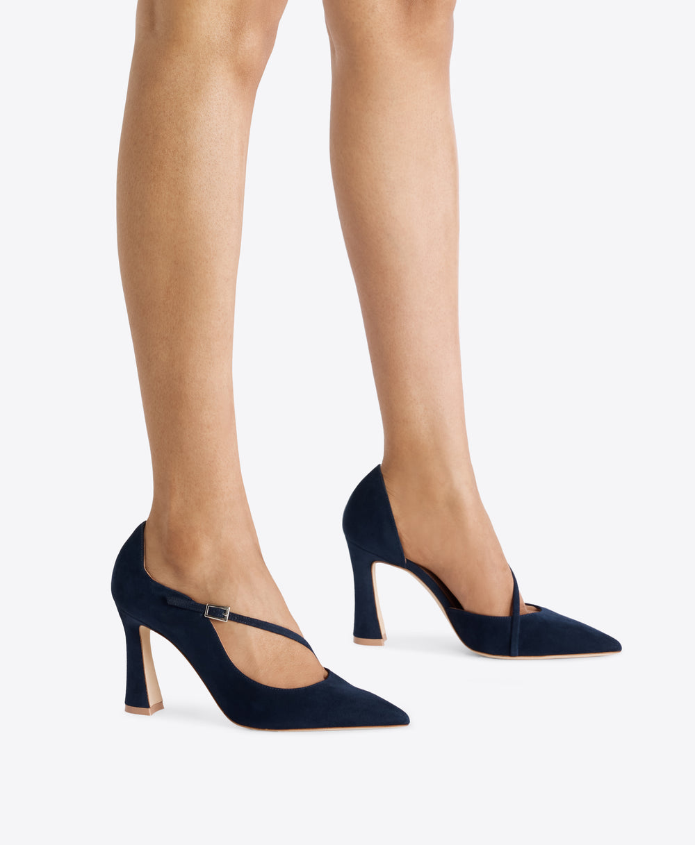 Bettina 90 Navy Suede Pumps Malone Souliers