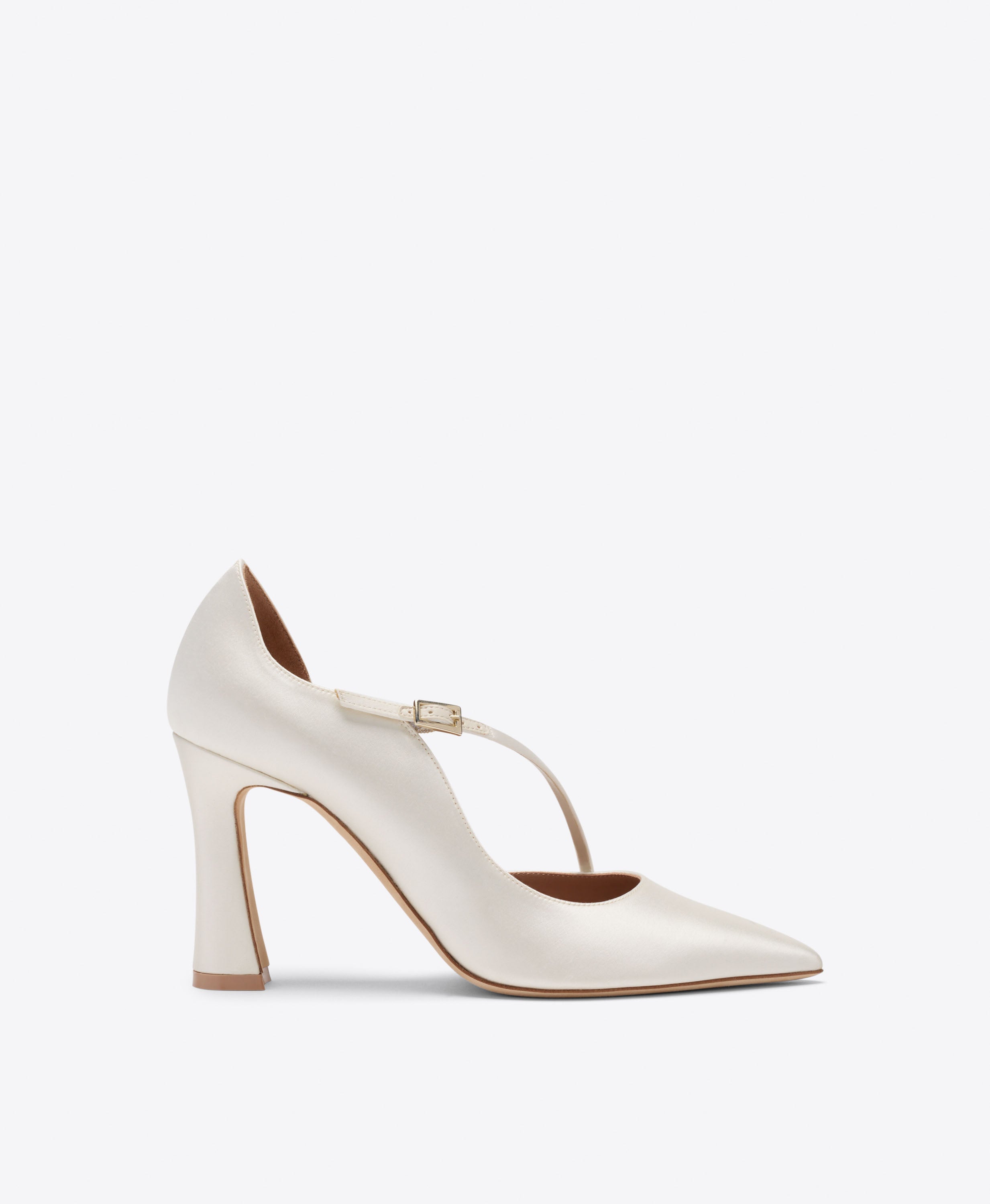 Malone Souliers|Bettina 90 White Satin Heeled Pumps