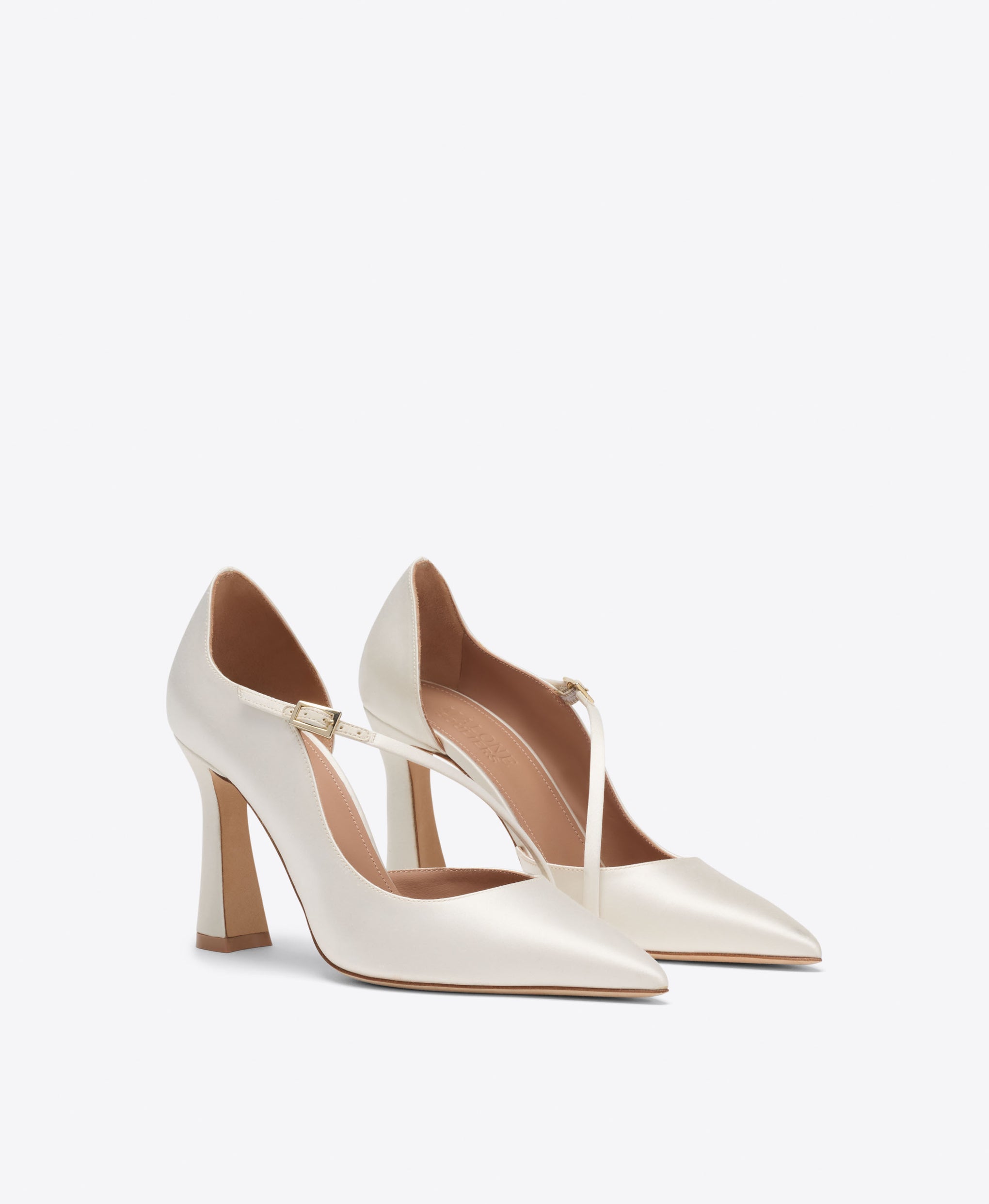 Malone Souliers Bridal Bettina 90 White Satin Pumps