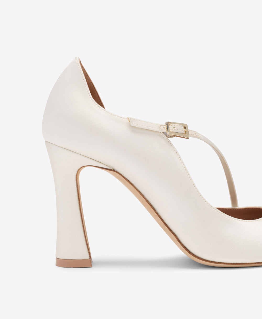 Malone Souliers Bridal Bettina 90 White Satin Pumps