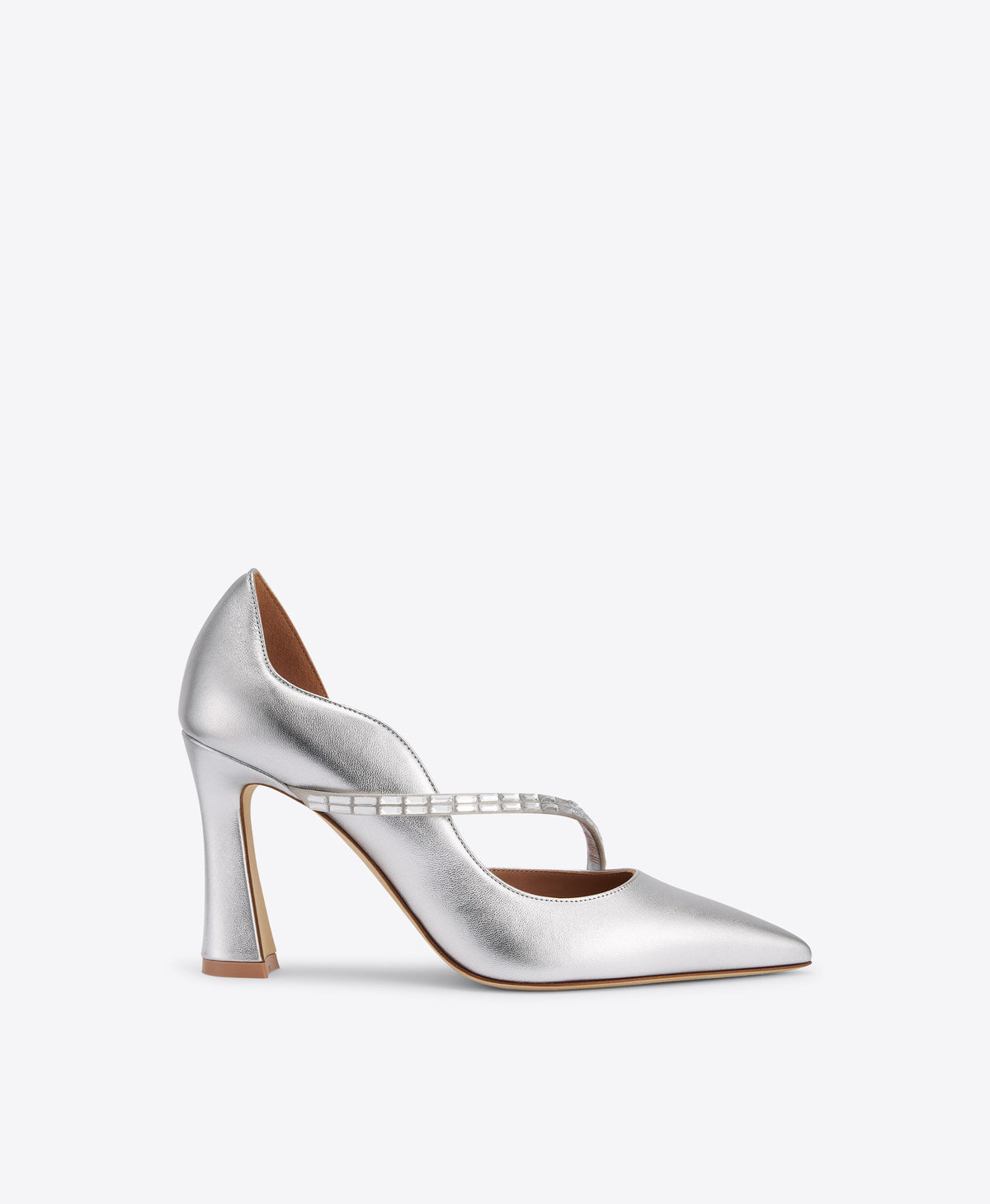 Bettina 90 Silver Crystal-Embellished Leather Pumps Malone Souliers