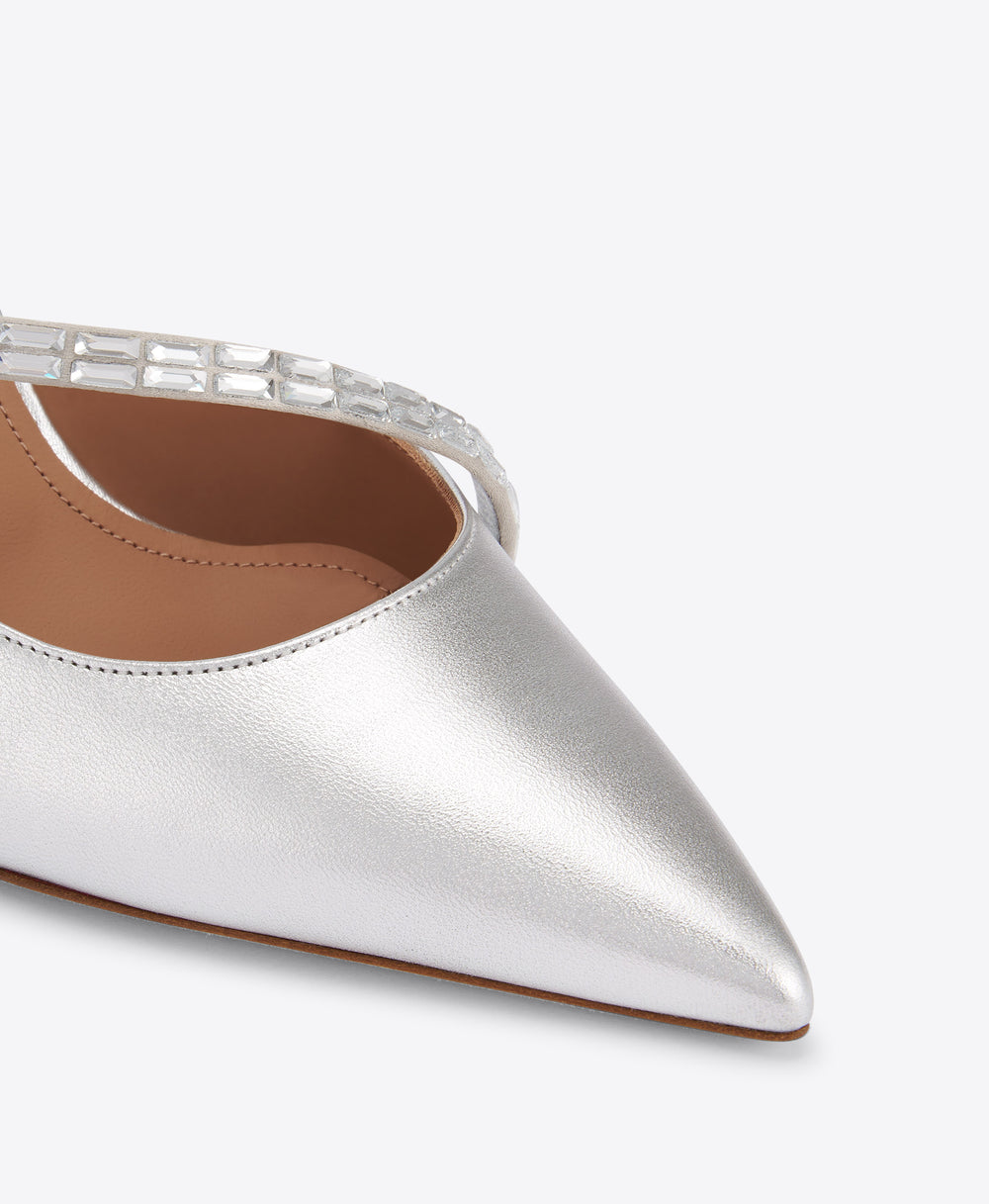 Bettina 90 Silver Crystal-Embellished Leather Pumps Malone Souliers