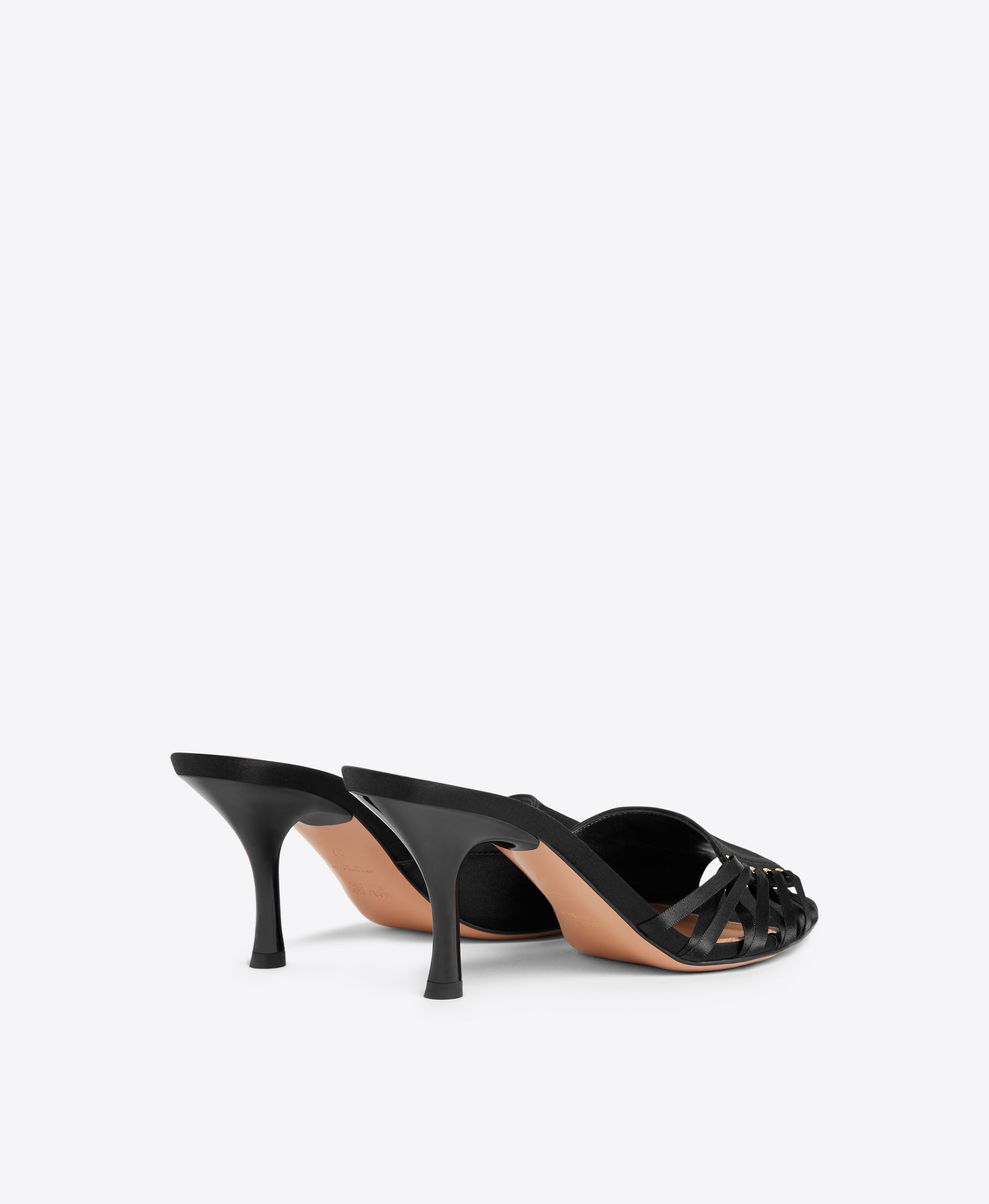 Malone Souliers Bexley 70 Black Satin Heeled Sandals