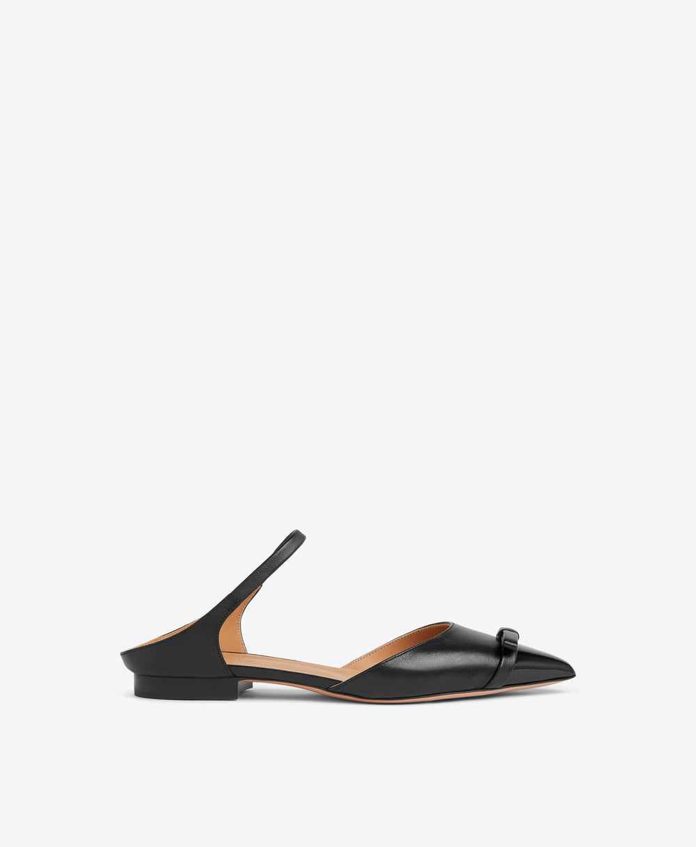 Malone Souliers Blythe Flat Black Leather Mules