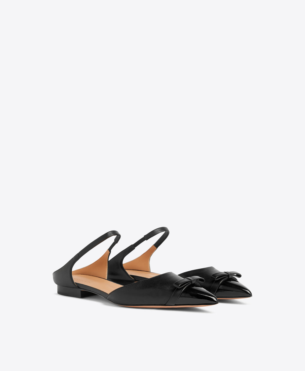 Malone Souliers Blythe Flat Black Leather Mules