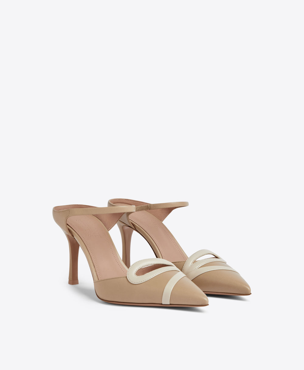 Malone Souliers Bonnie 80 Camel Leather Heeled Mules