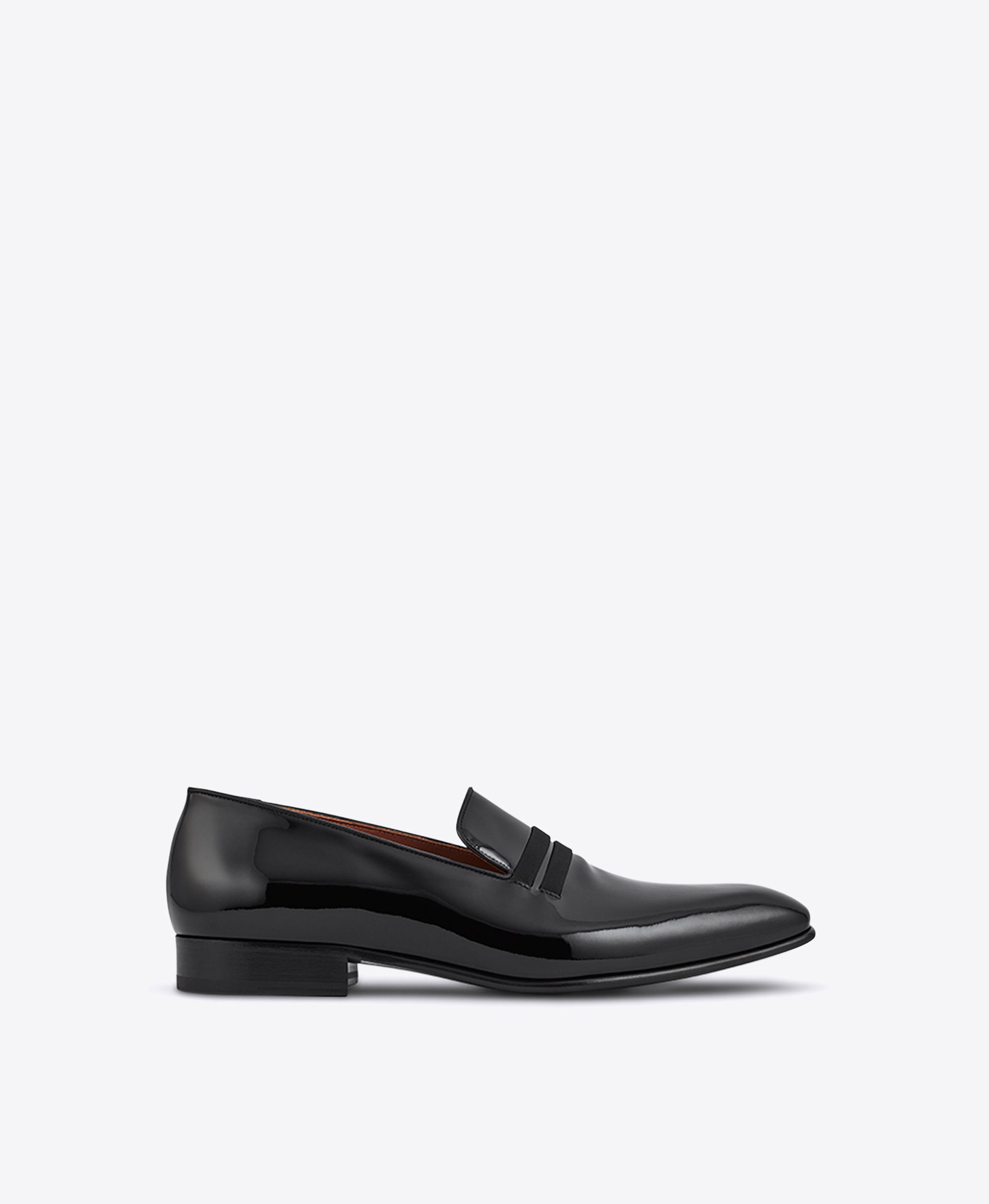 Men's handmade elegant one buckle shoes in black calf leather