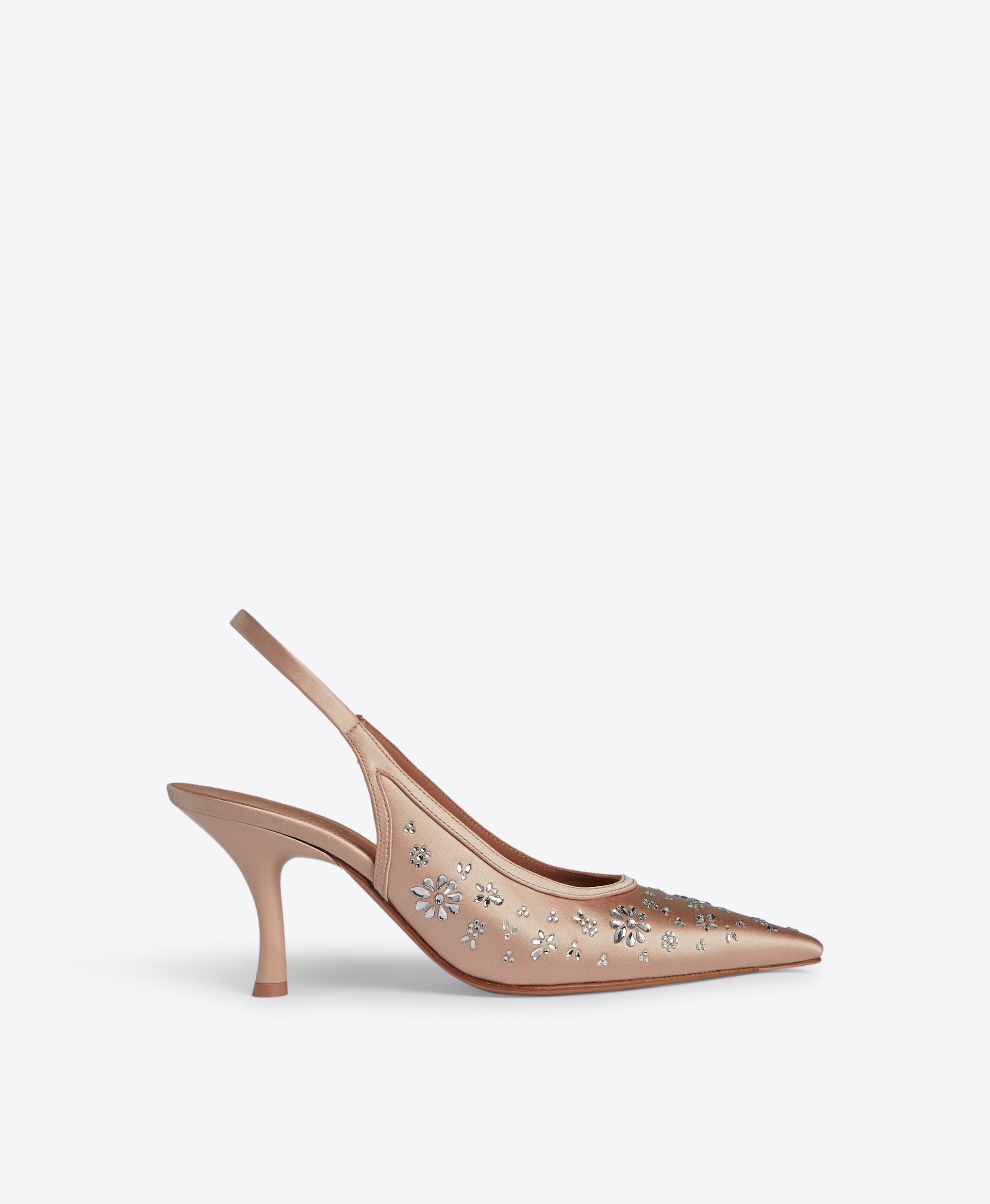 Cameron 70 Champagne Satin Heeled Slingbacks Malone Souliers