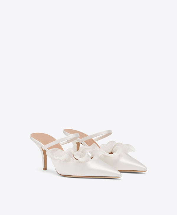 Malone Souliers Bridal Cecile 70 White Satin Mules