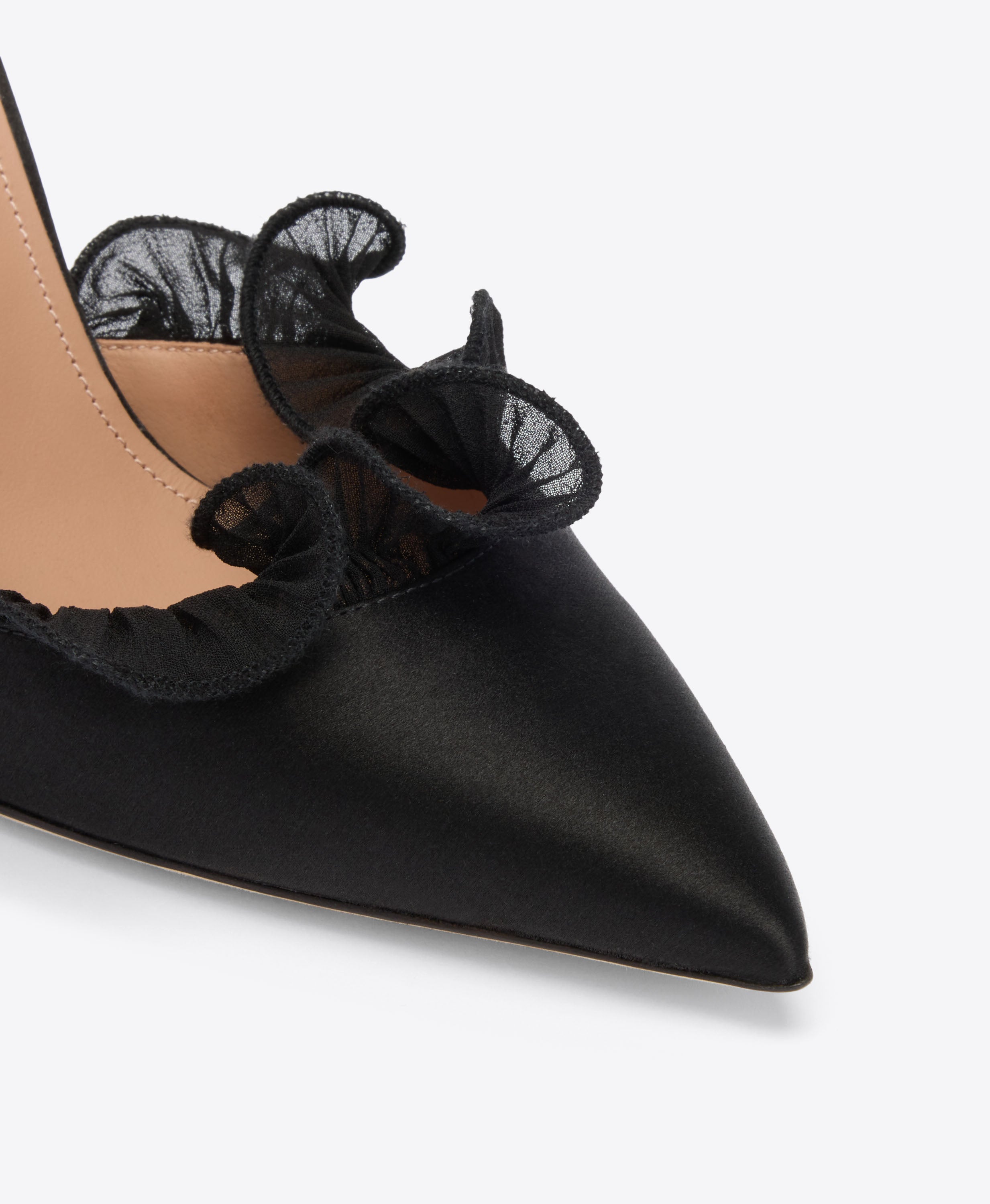 Cecile 90 Black Satin Heeled Mules | Malone Souliers