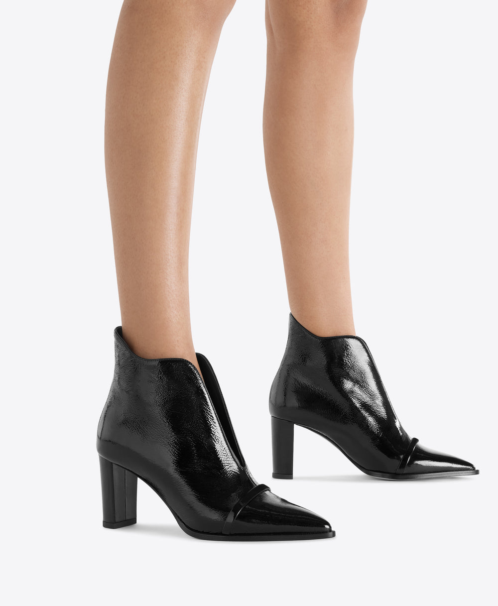 Clara 70 Black Naplak Patent Leather Ankle Boots Malone Souliers