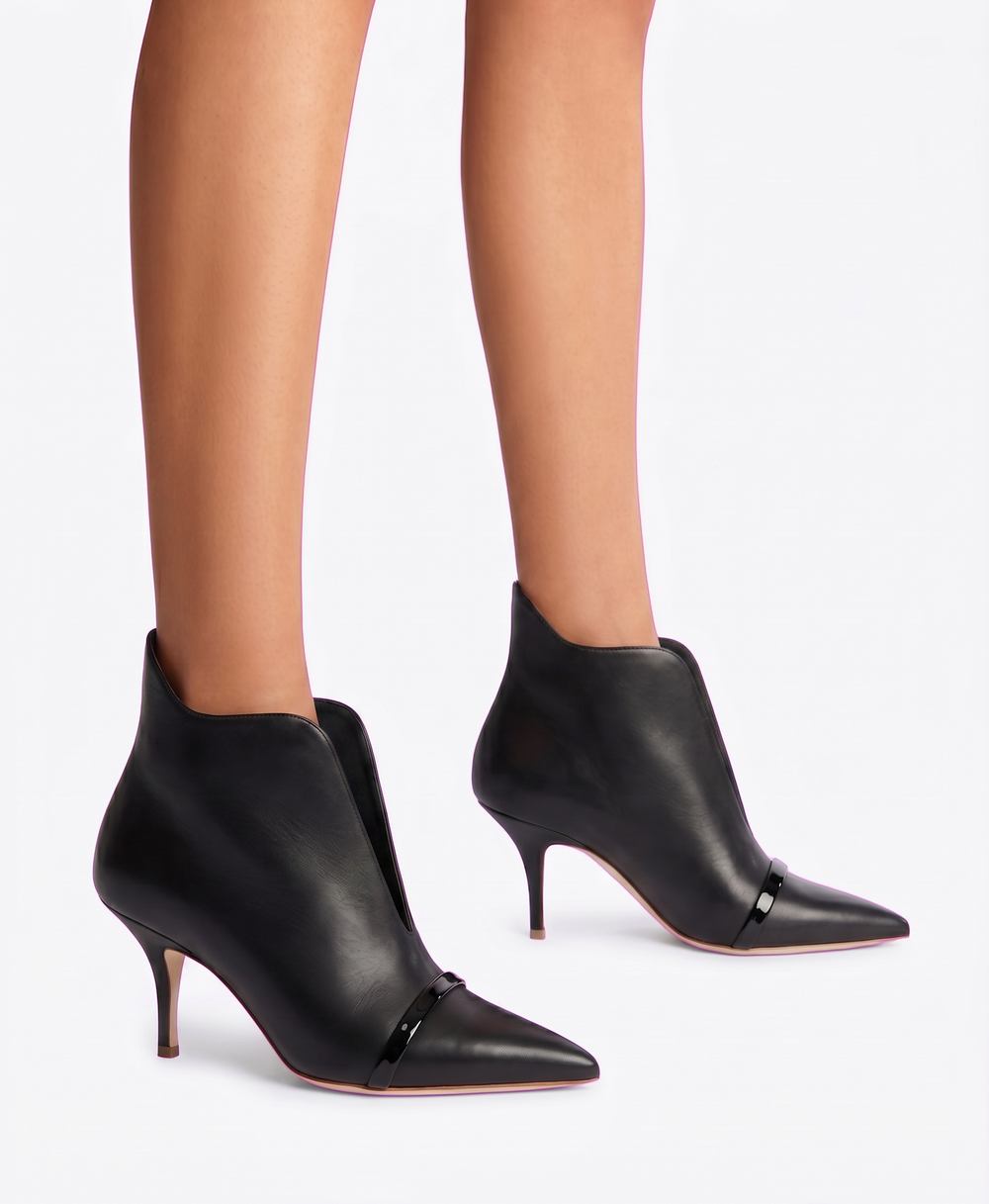 Cora 70 Black Leather Ankle Boots
