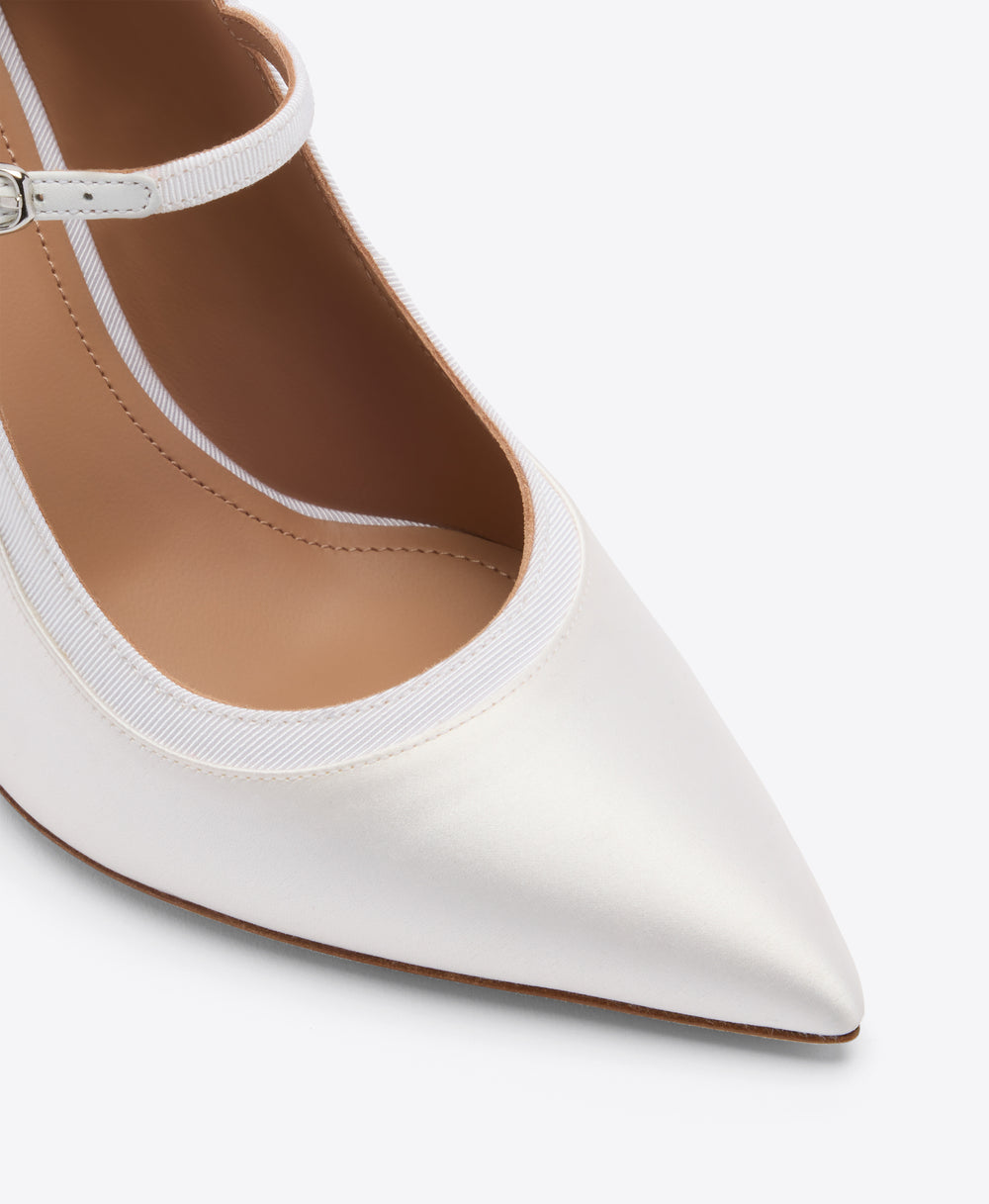 Corina 85 White Satin Heeled Pumps Malone Souliers