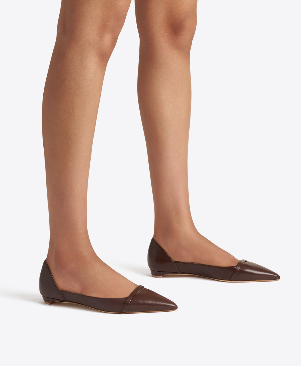 Crawford Dark Brown Leather Flat Pumps Malone Souliers