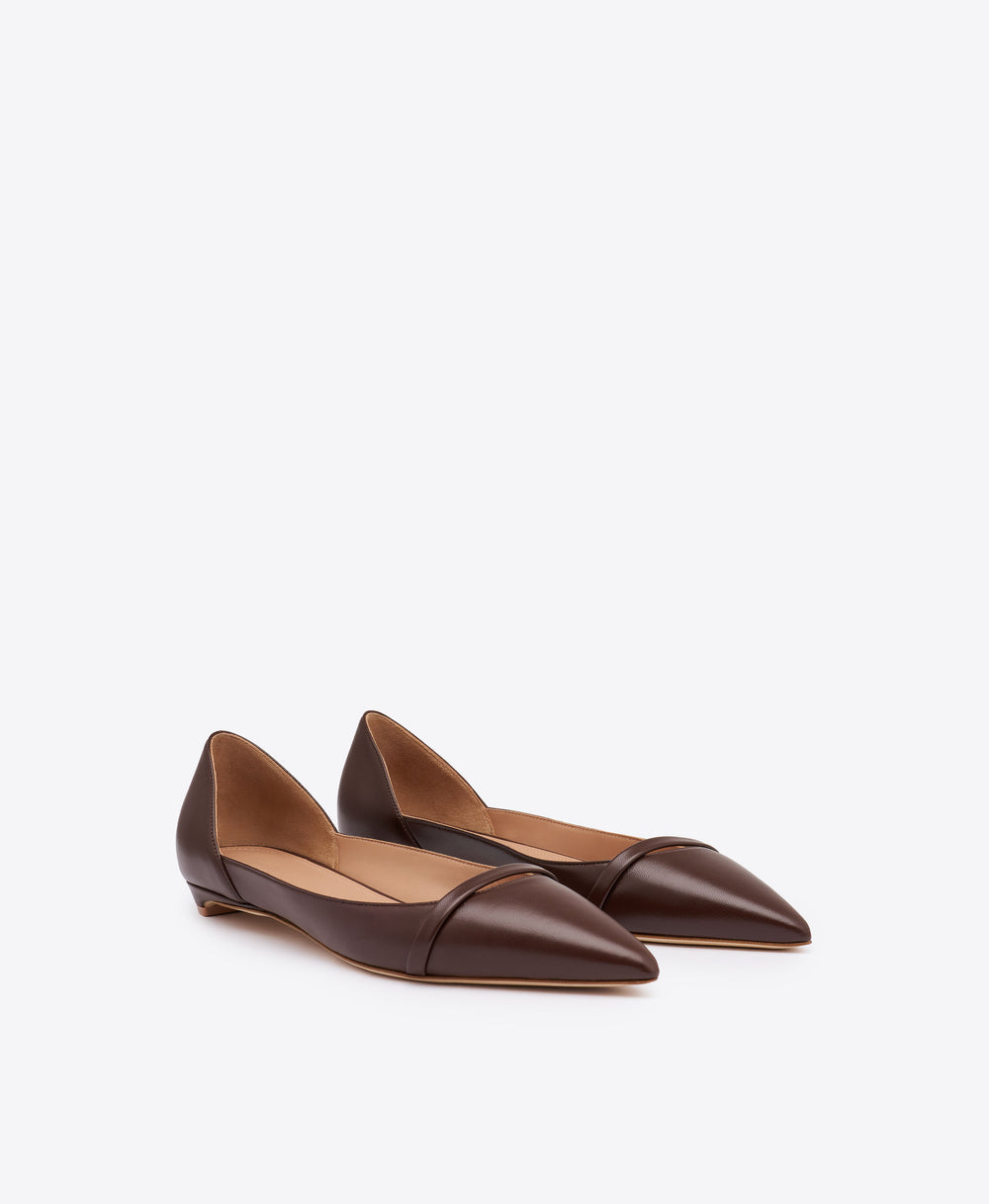 Crawford Dark Brown Leather Flat Pumps Malone Souliers