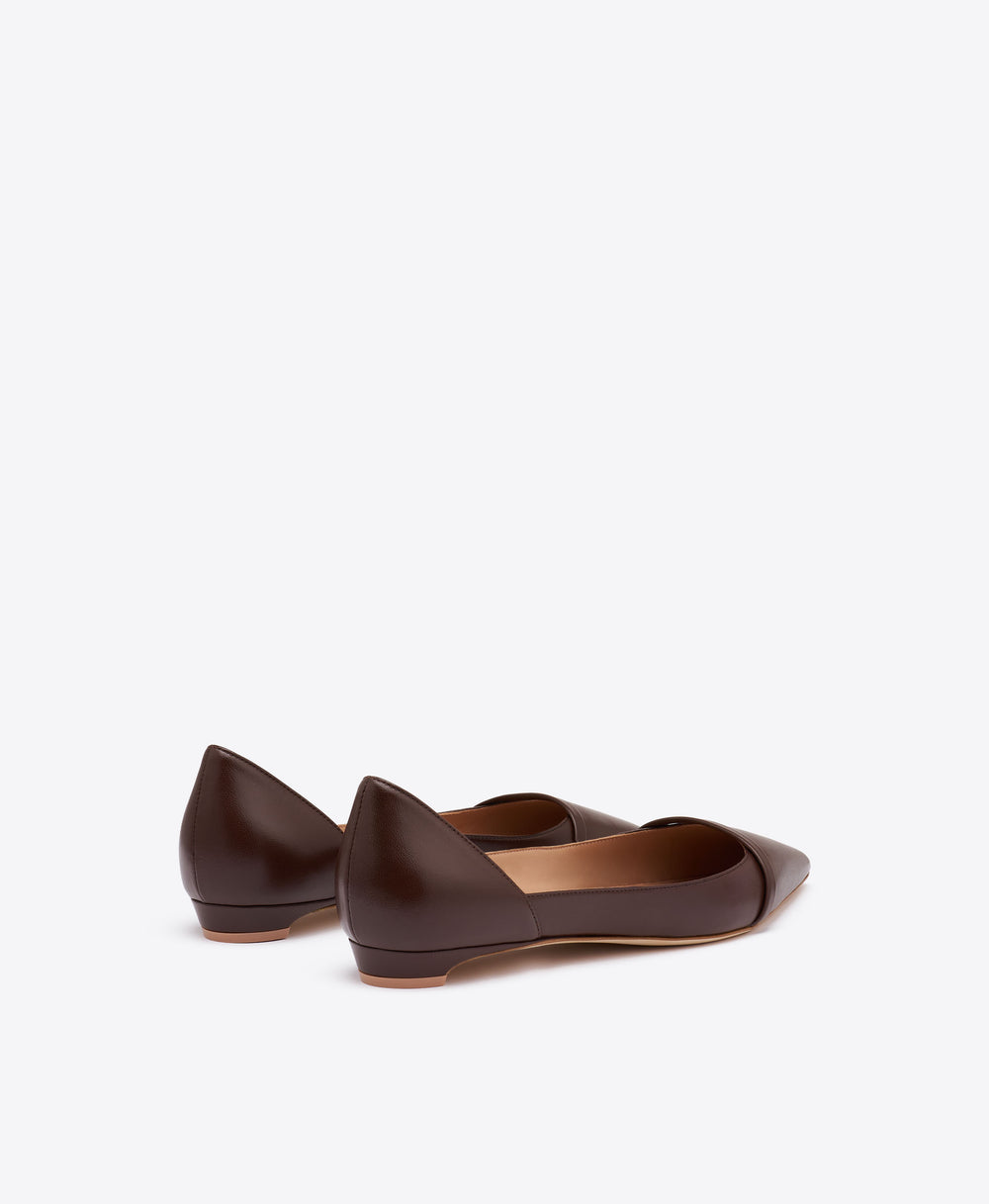 Crawford Dark Brown Leather Flat Pumps Malone Souliers
