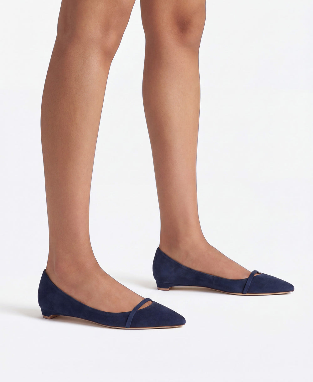 Crawford Blue Suede Flat Pumps