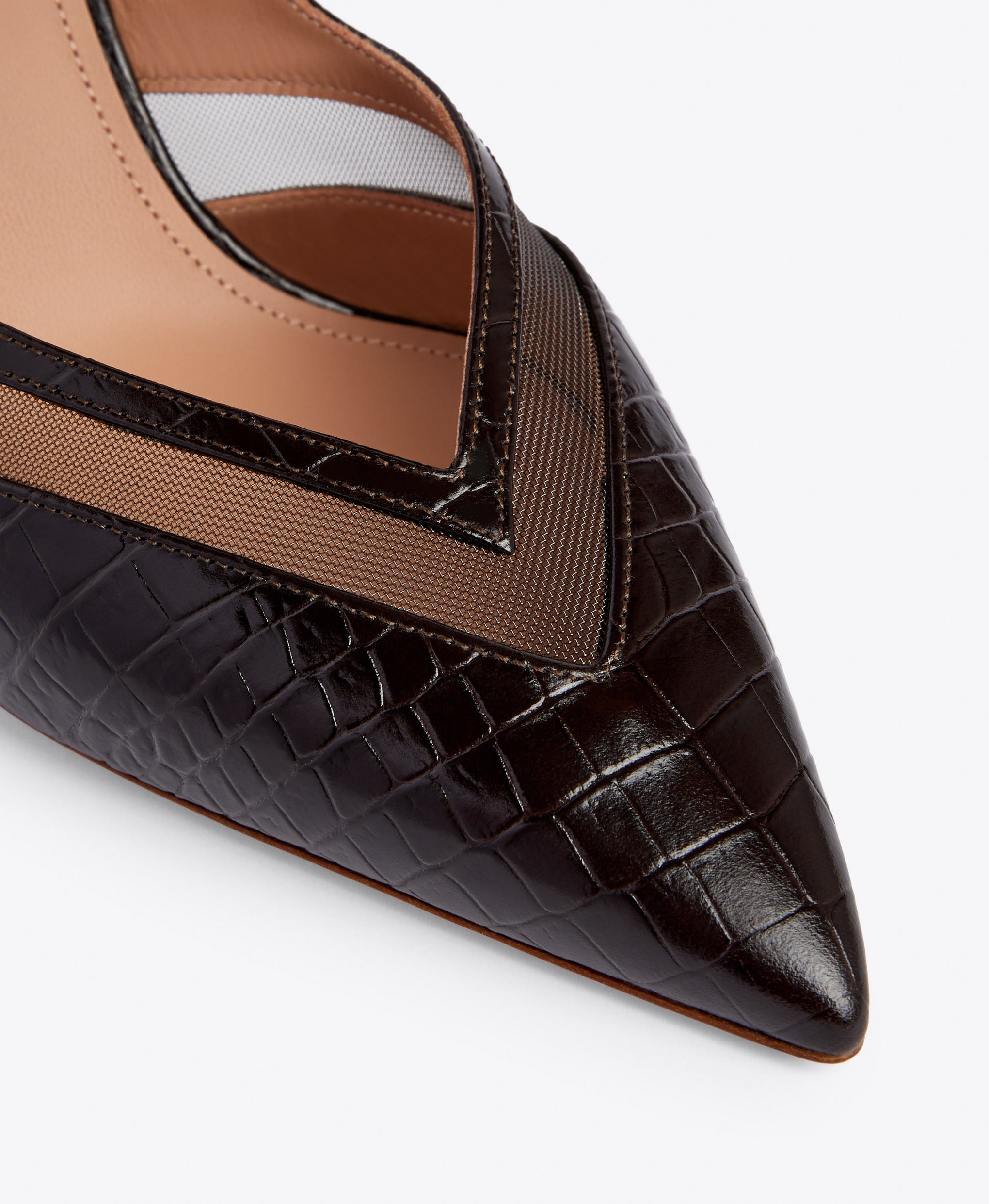 Cristi 70 Dark Brown Embossed Leather Mules | Malone Souliers
