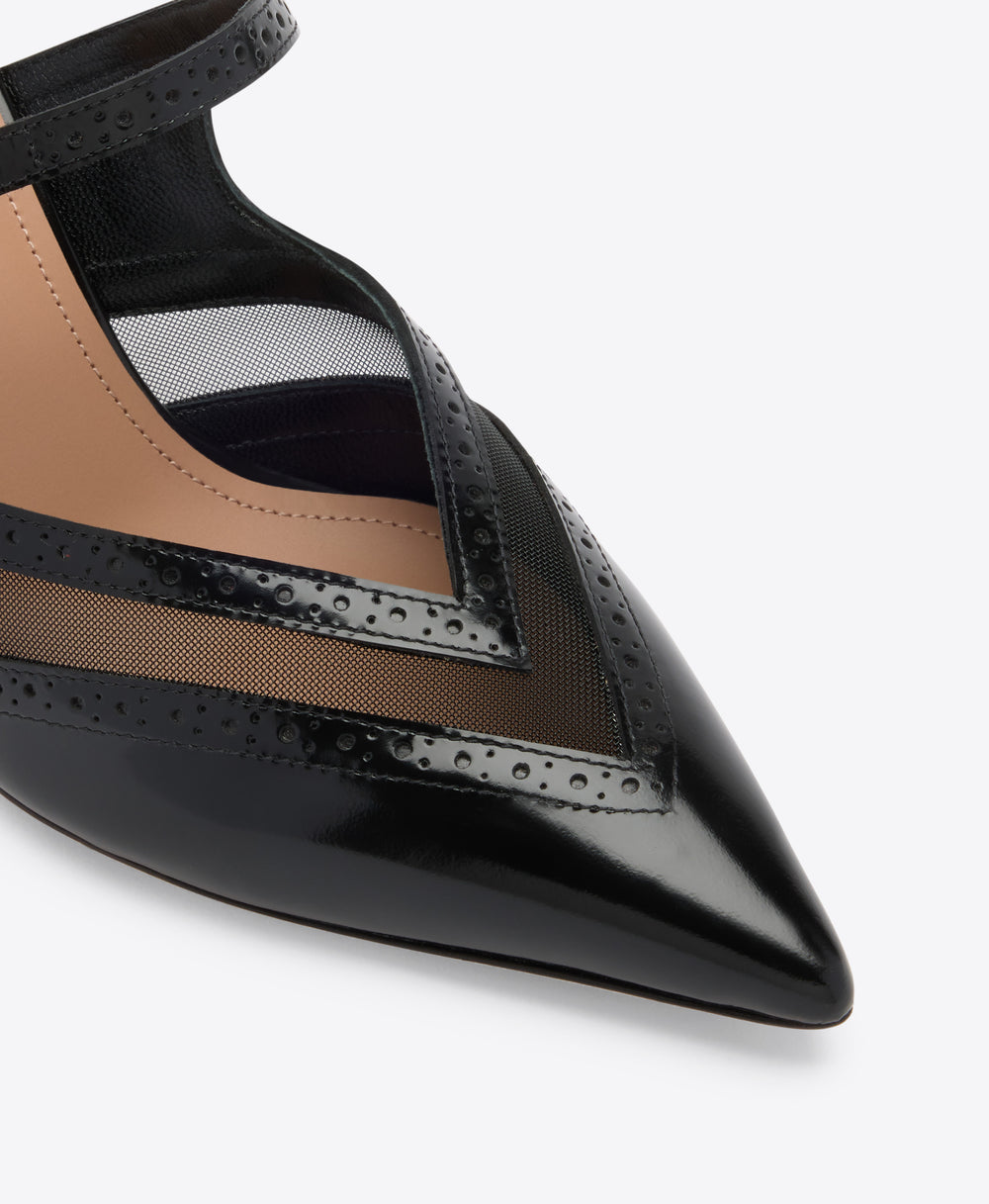 Cristi 70 Black Brushed Leather Heeled Mules Malone Souliers