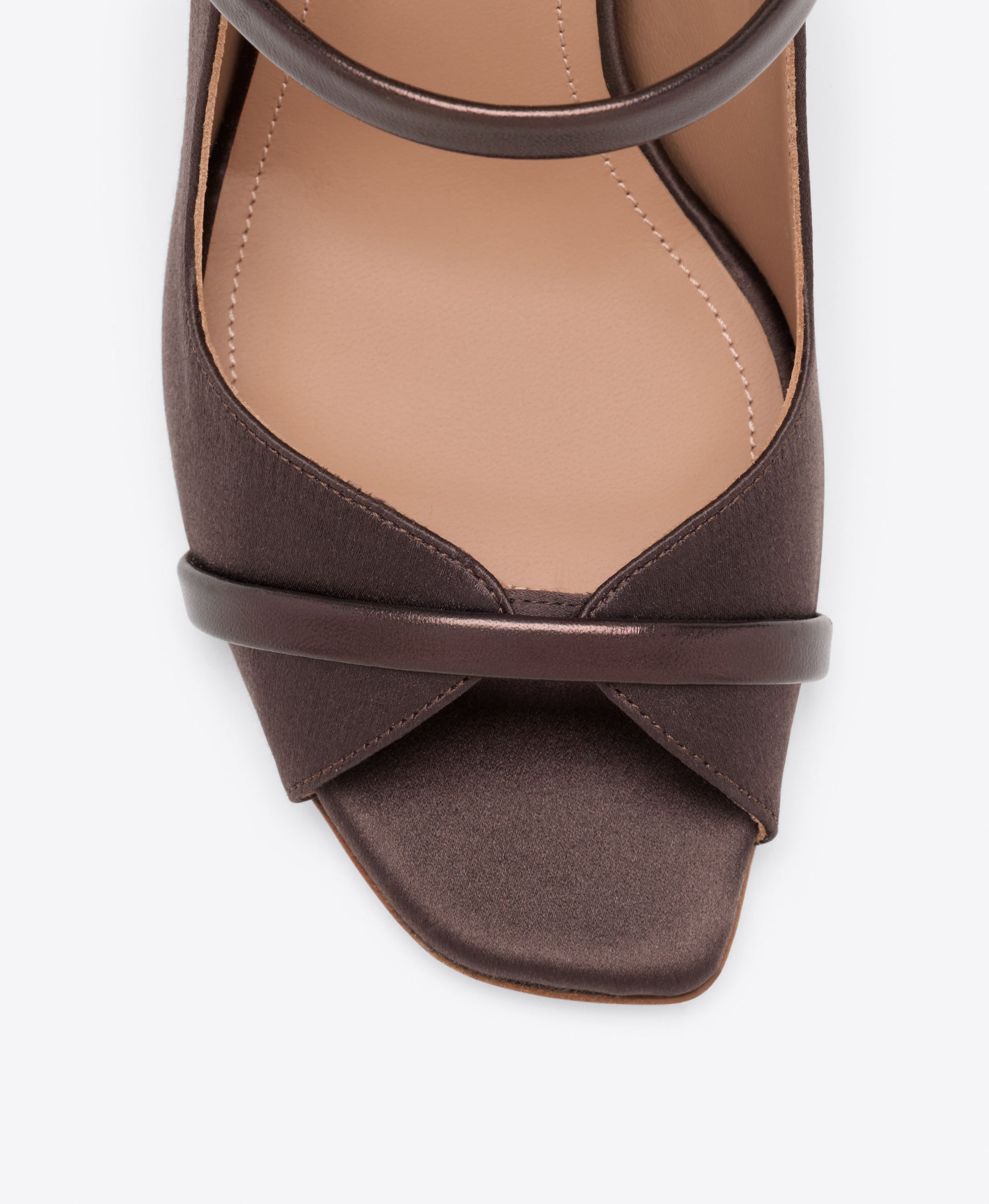 Cynthia 90 Dark Brown Satin Heeled Sandals Malone Souliers