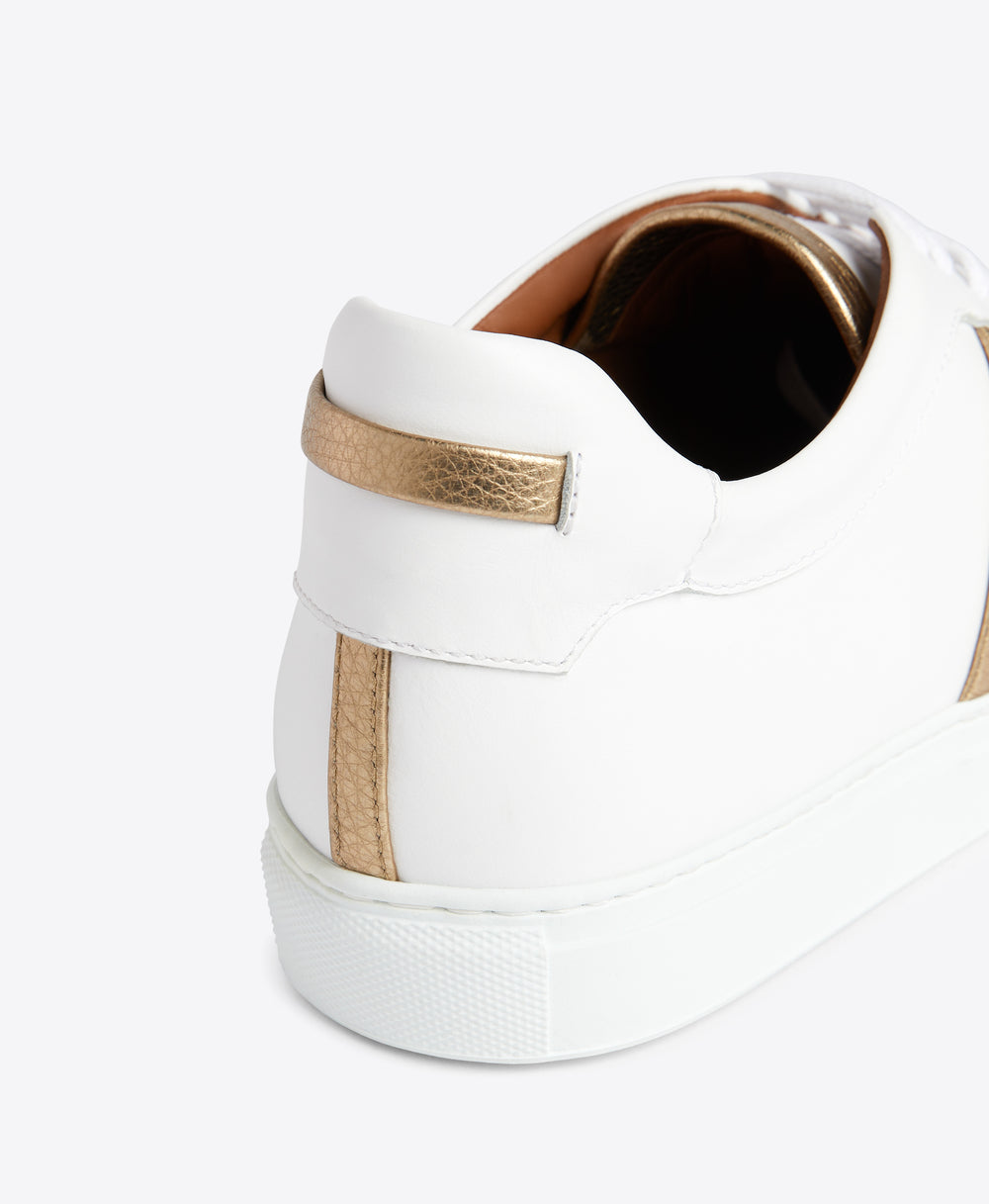 Men's Deon White and Gold Leather Sneakers Malone Souliers