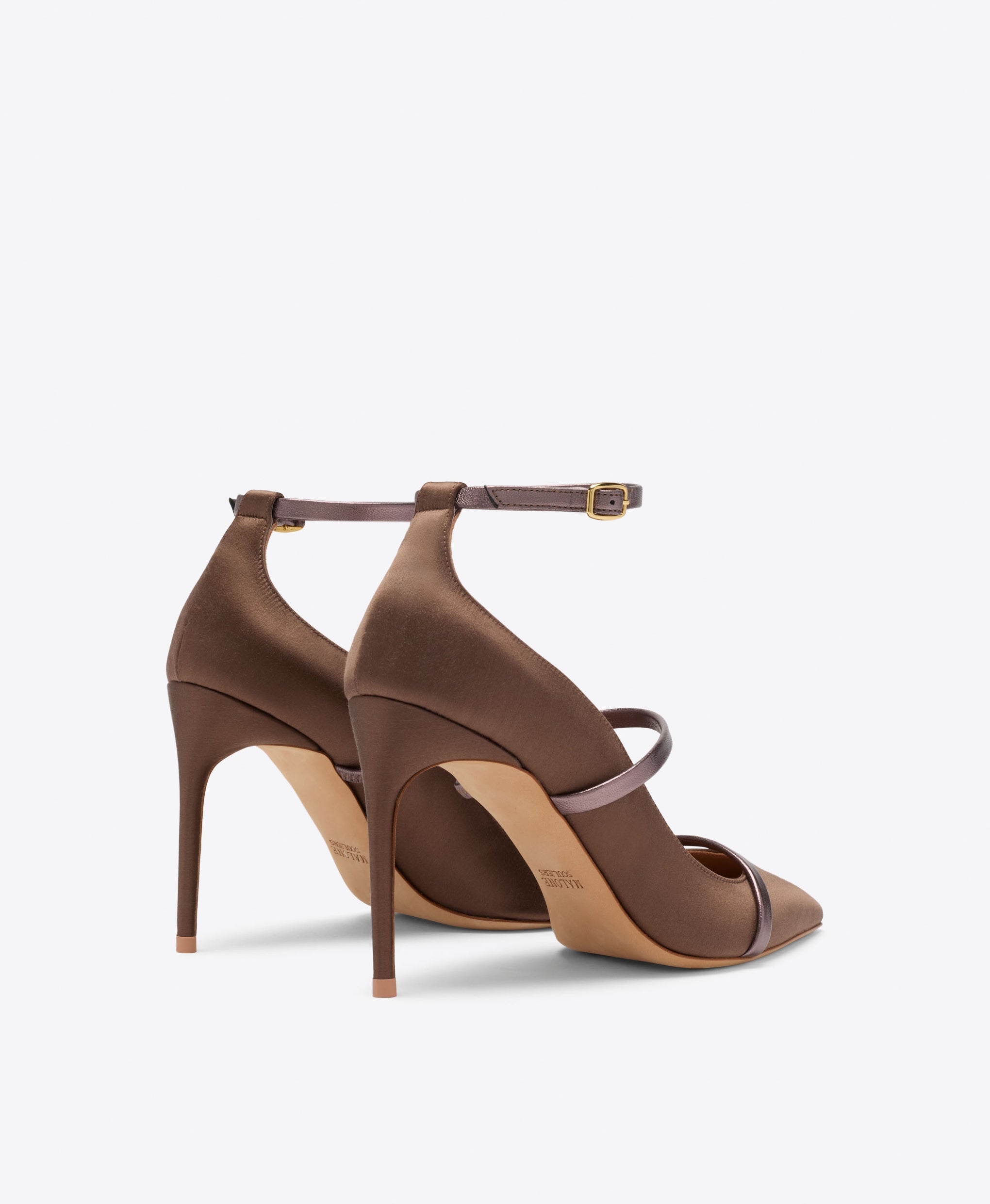 Diaz 90 Taupe Satin Heeled Pumps Malone Souliers
