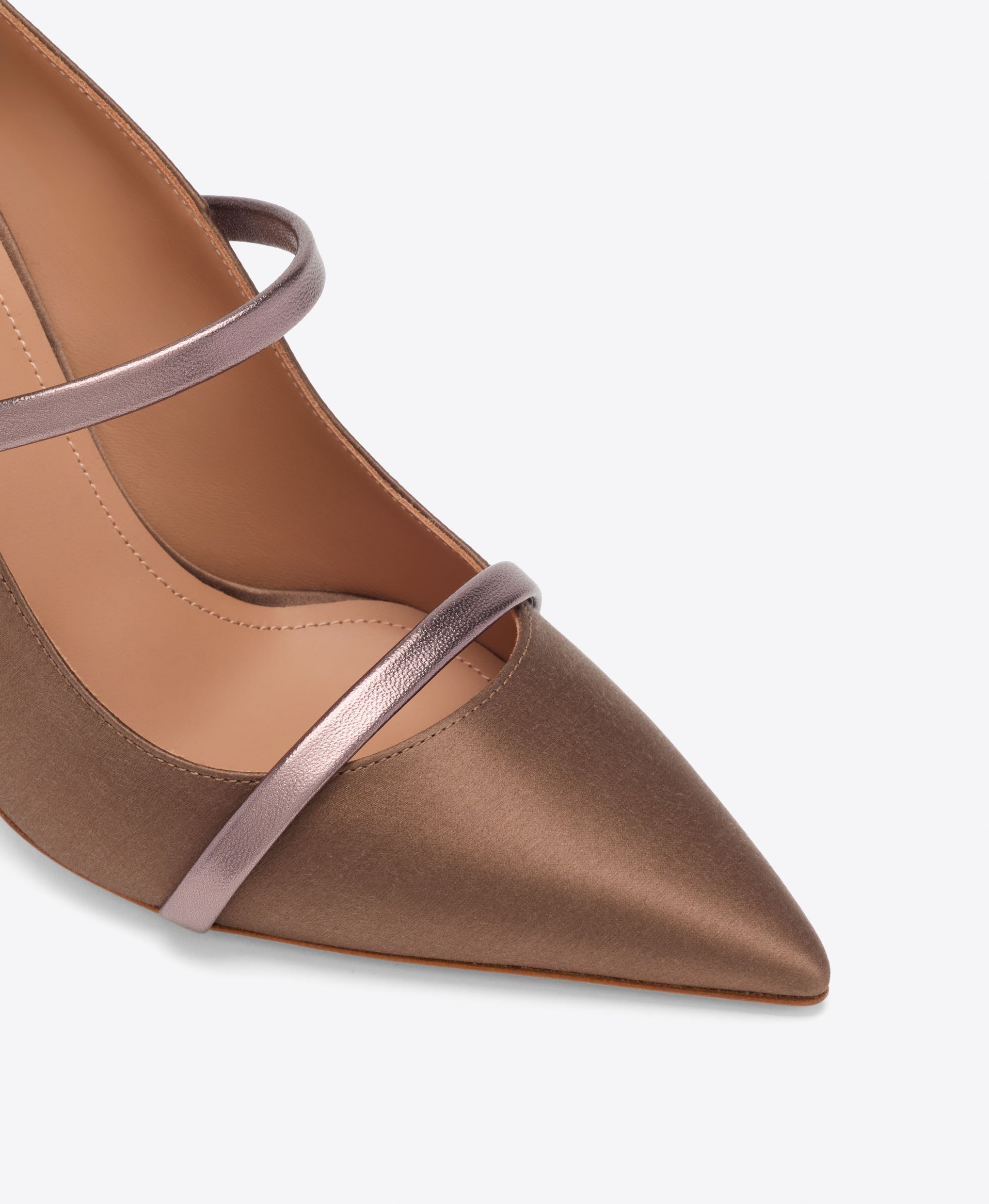 Diaz 90 Taupe Satin Heeled Pumps Malone Souliers